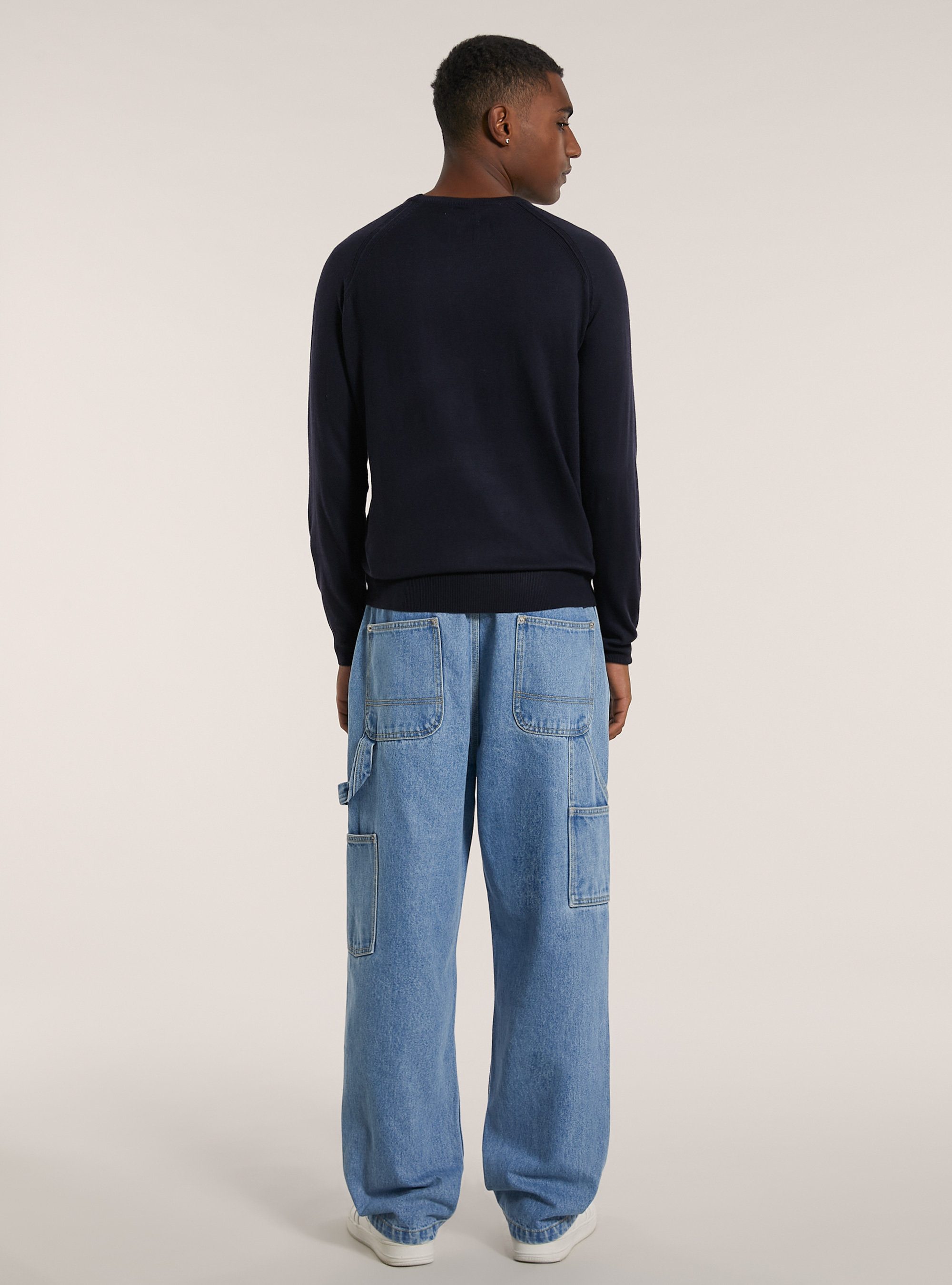 Pullover girocollo misto merino, NA2 NAVY MEDIUM