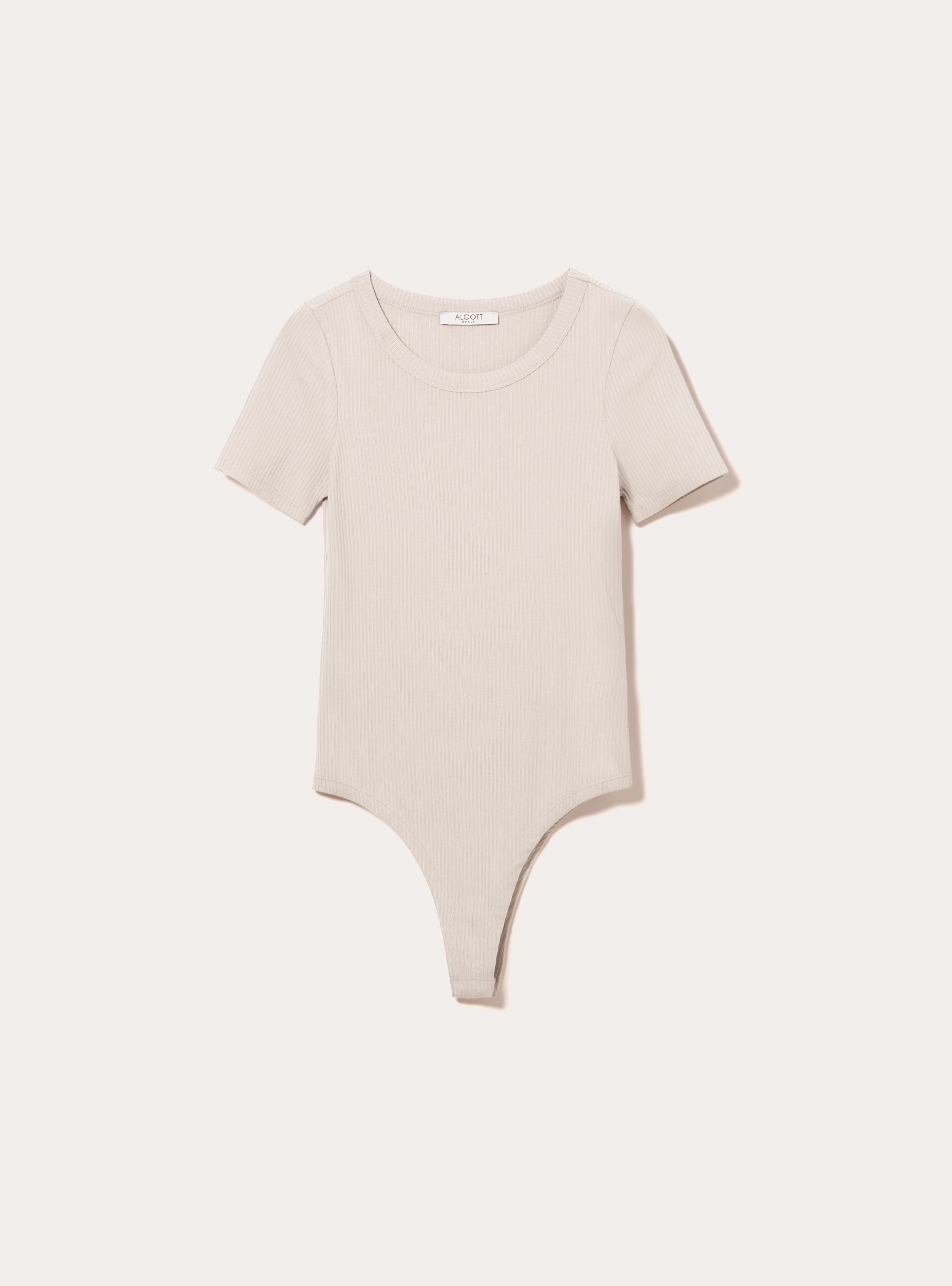 Body à manches courtes cotelées, BG2 BEIGE MEDIUM