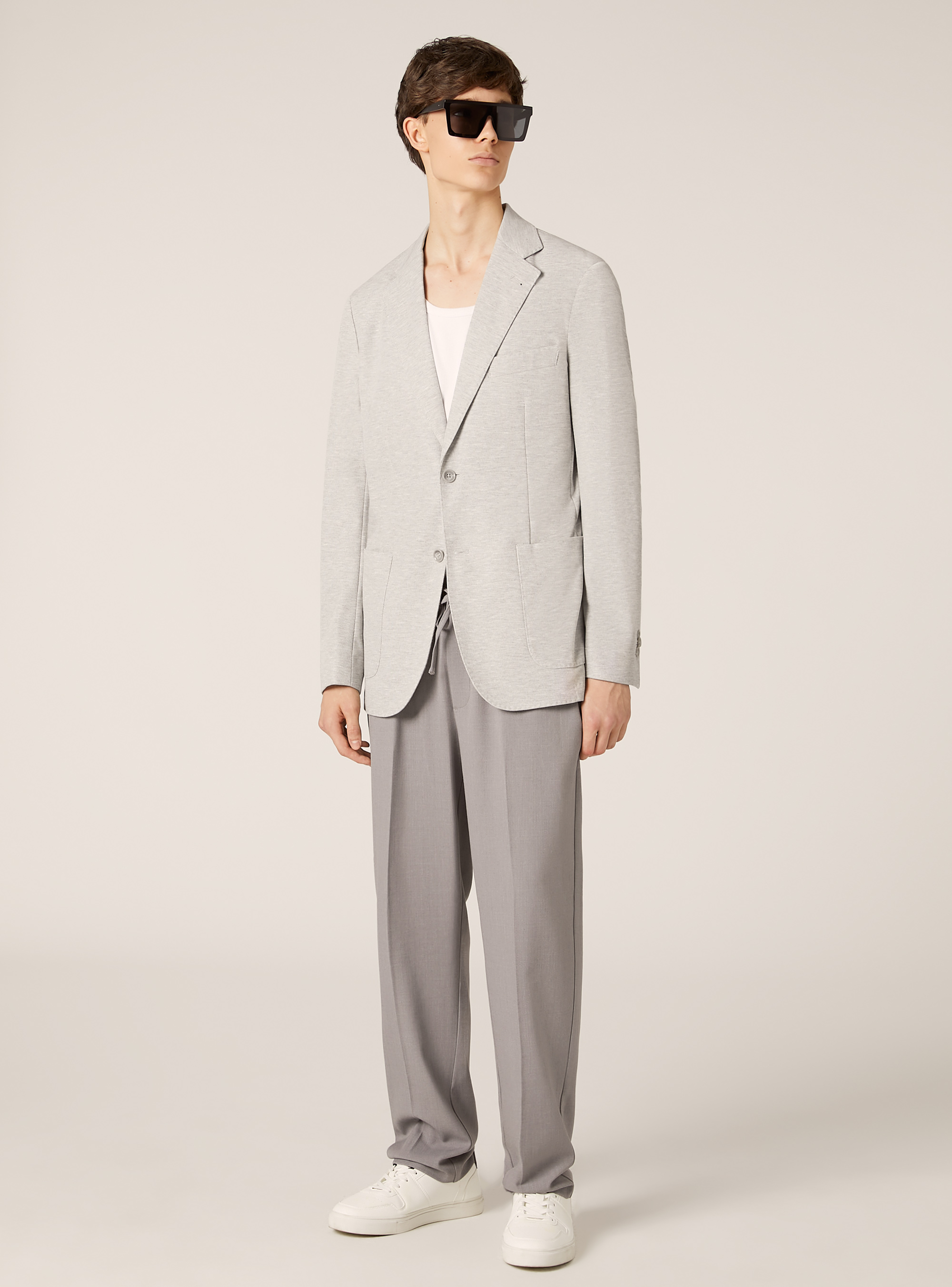 Chaqueta de piqué de algodón, MGY3 GREY MEL LIGHT