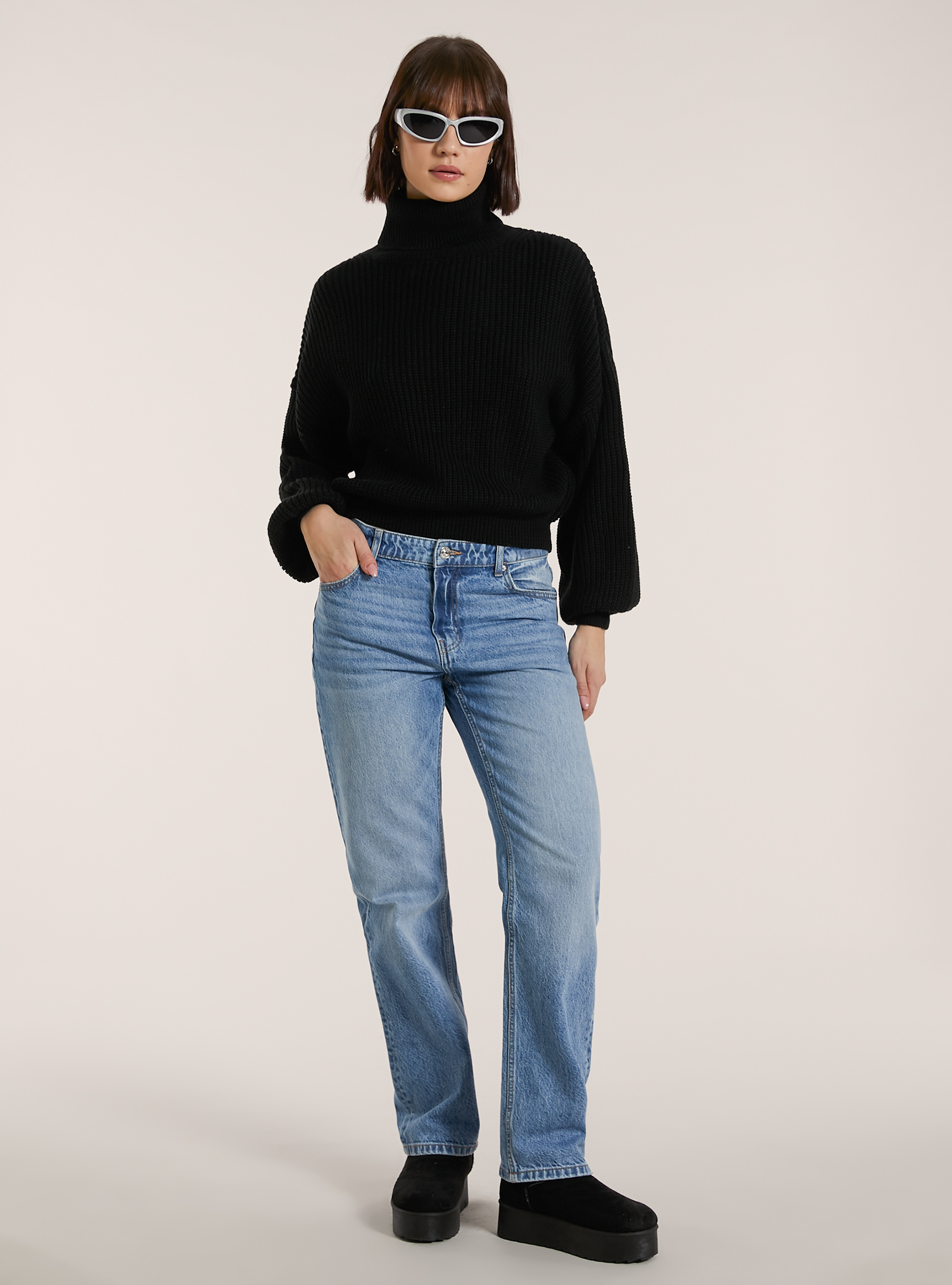 Maglia a collo alto, BK1 BLACK