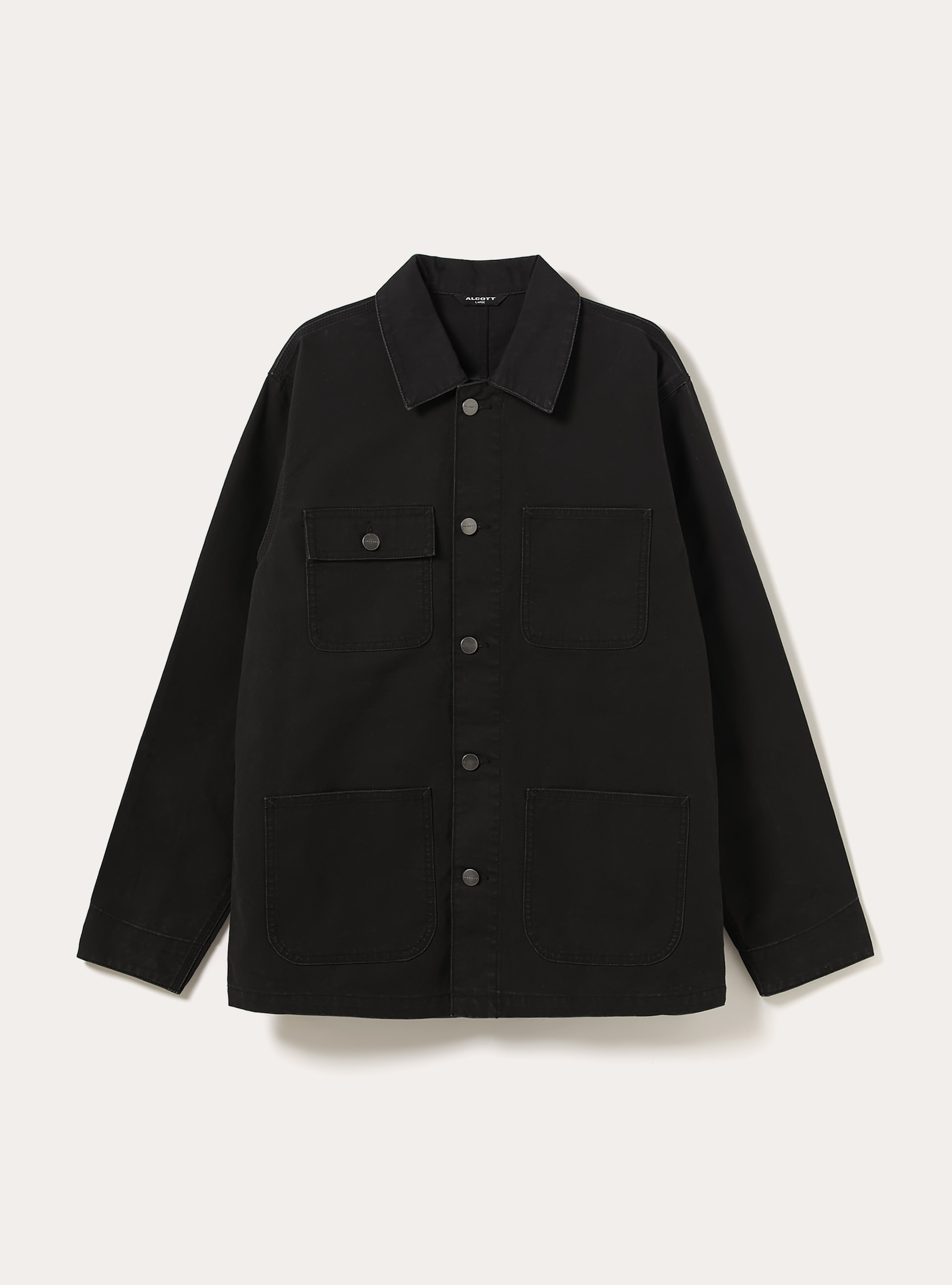 Giacca camicia in canvas tasche a toppa, BK1 BLACK