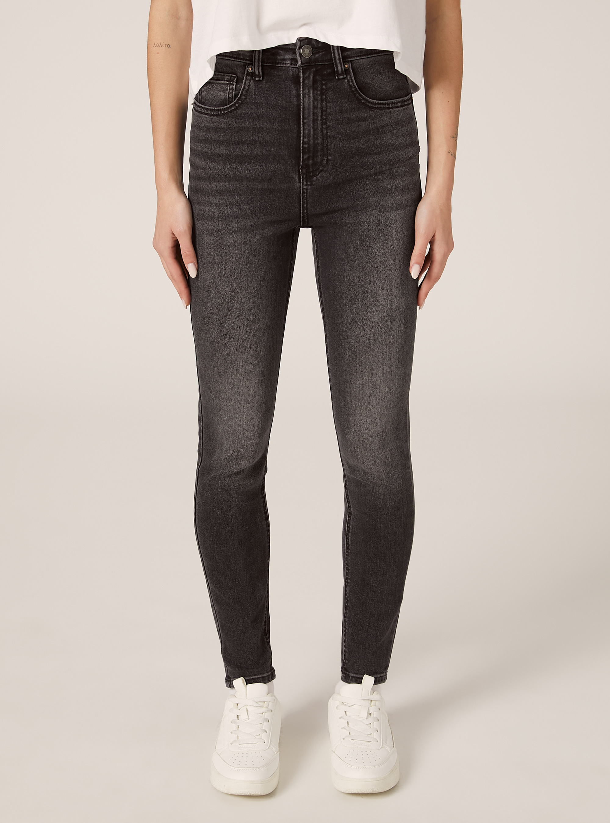 Vaqueros pitillo de cintura muy alta, D000 BLACK