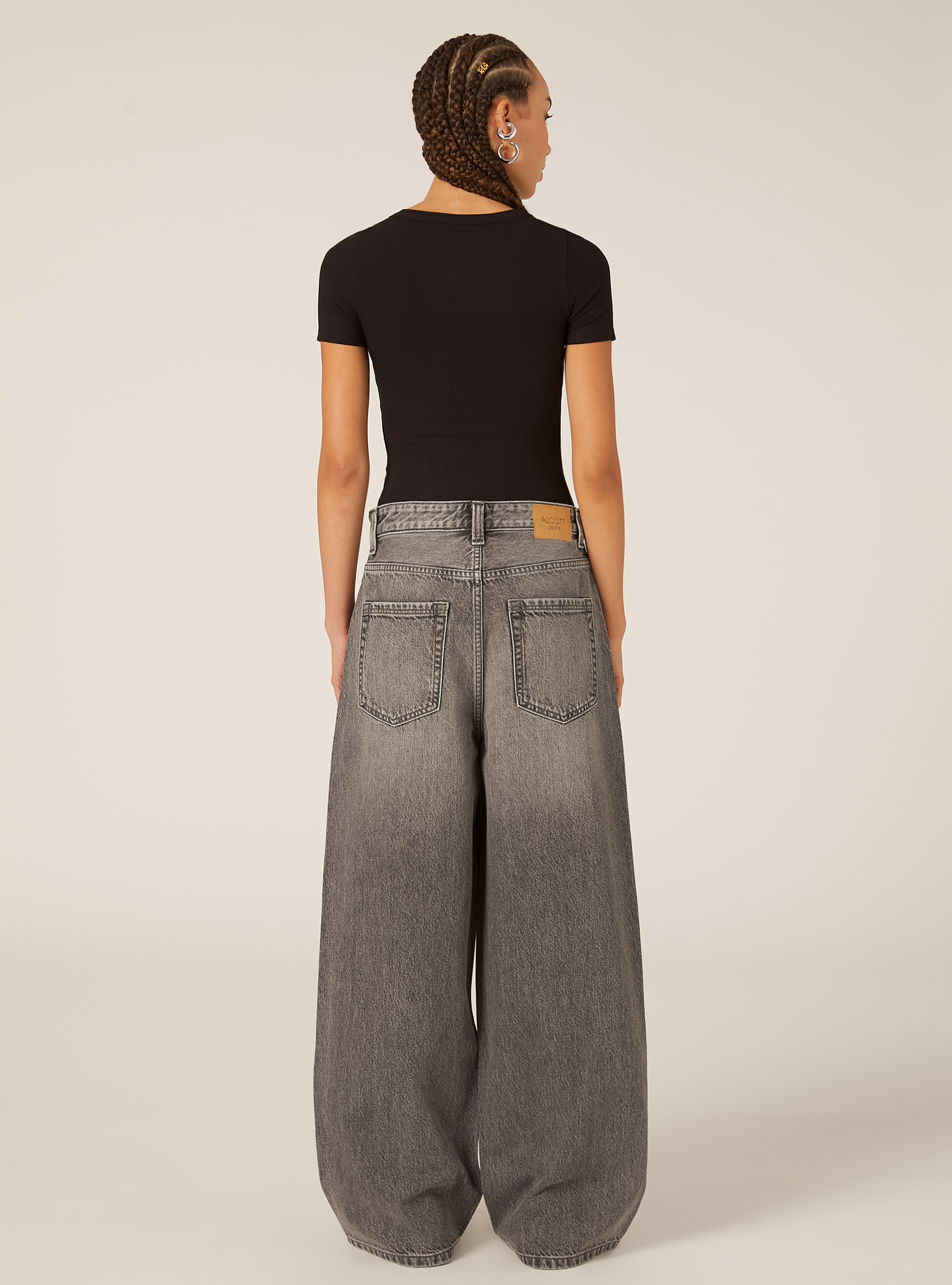 Body à manches courtes cotelées, BK1 BLACK