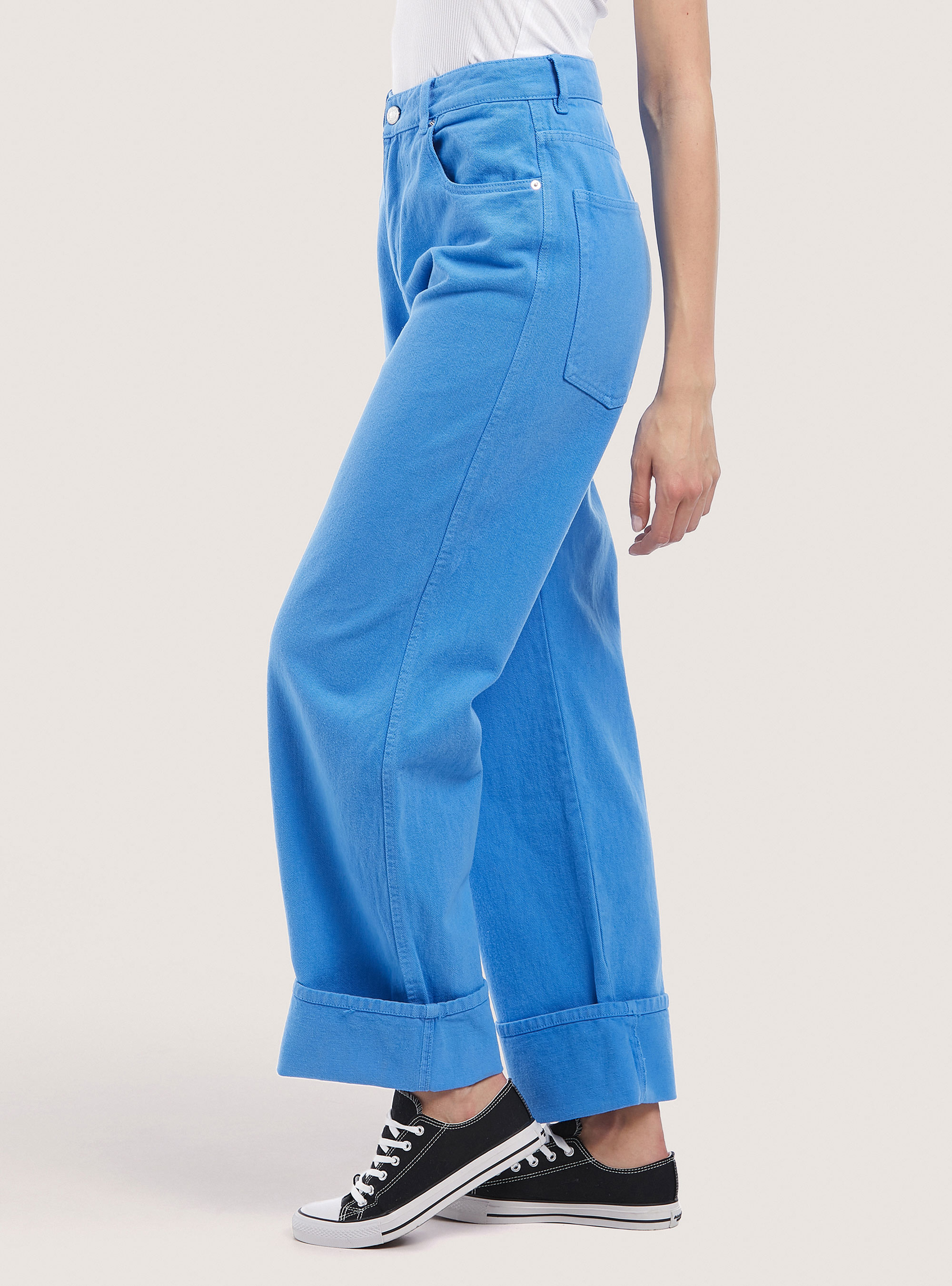 Cotton wide leg trousers