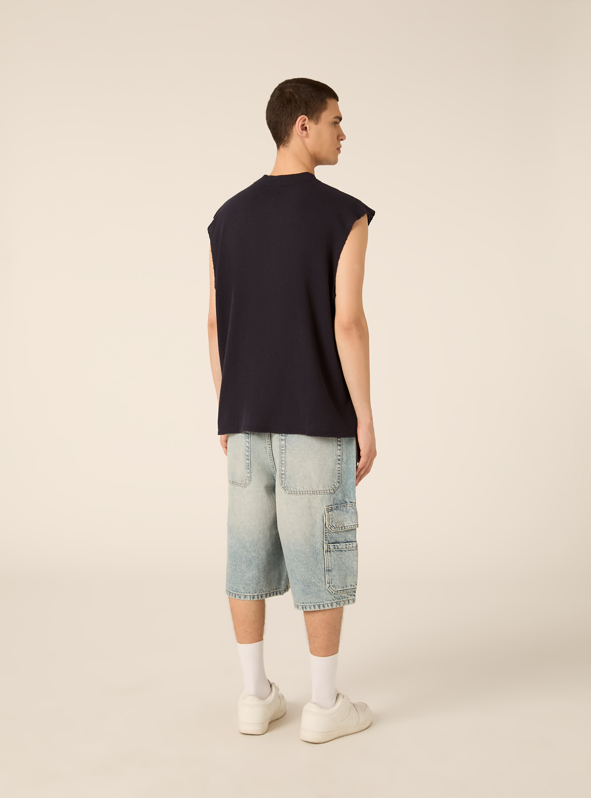 Canotta boxy fit  effetto maglia, NA1 NAVY DARK