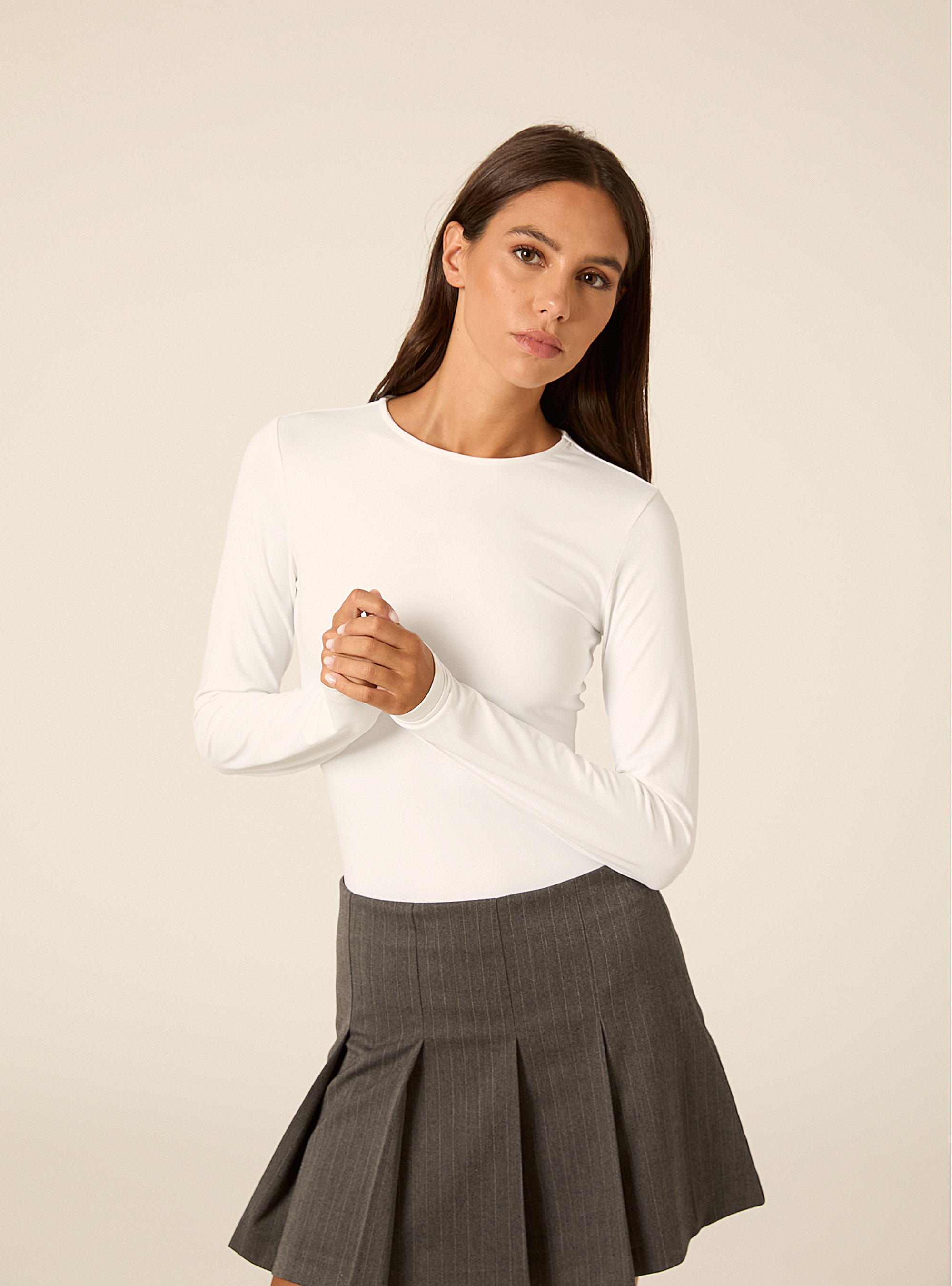 Body girocollo maniche lunghe, WH2 WHITE