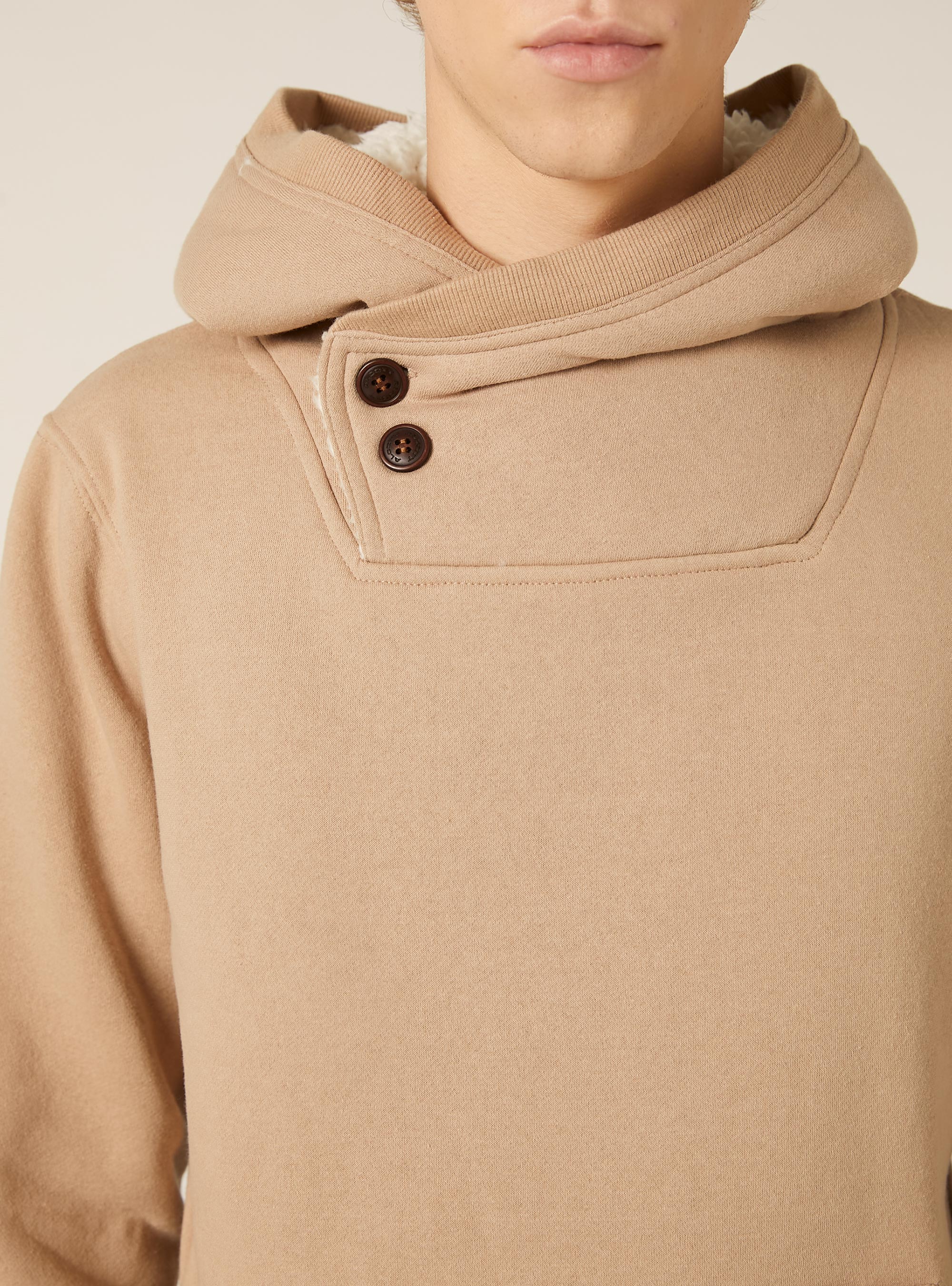 Kapuzenpullover aus Kunstfell, C5528 CAMEL