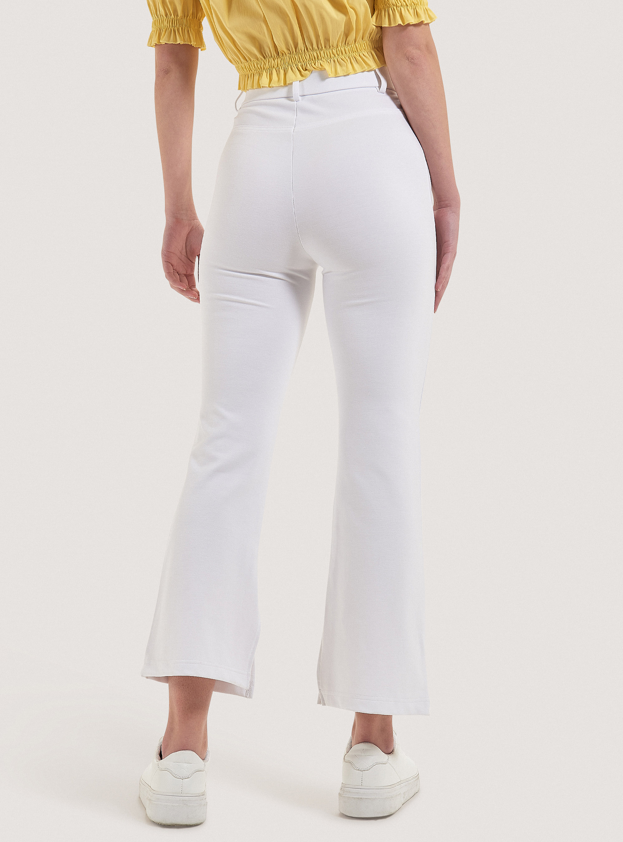 Cropped flare trousers with slits, WH2 WHITE