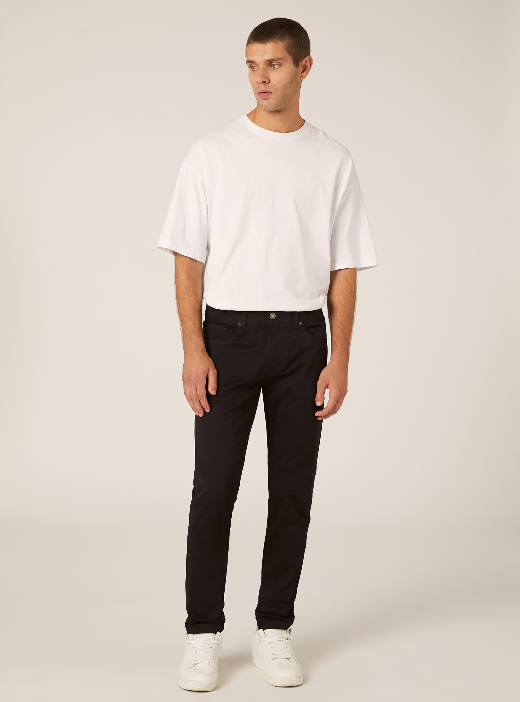 Pantalones pitillo de algodón, BK1 BLACK