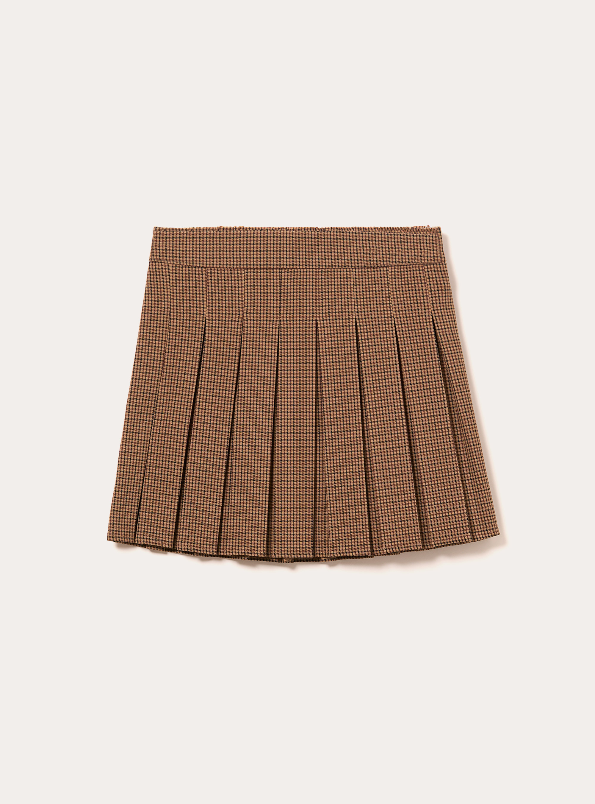 Mini-jupe plissée à motifs, BG1 BEIGE DARK