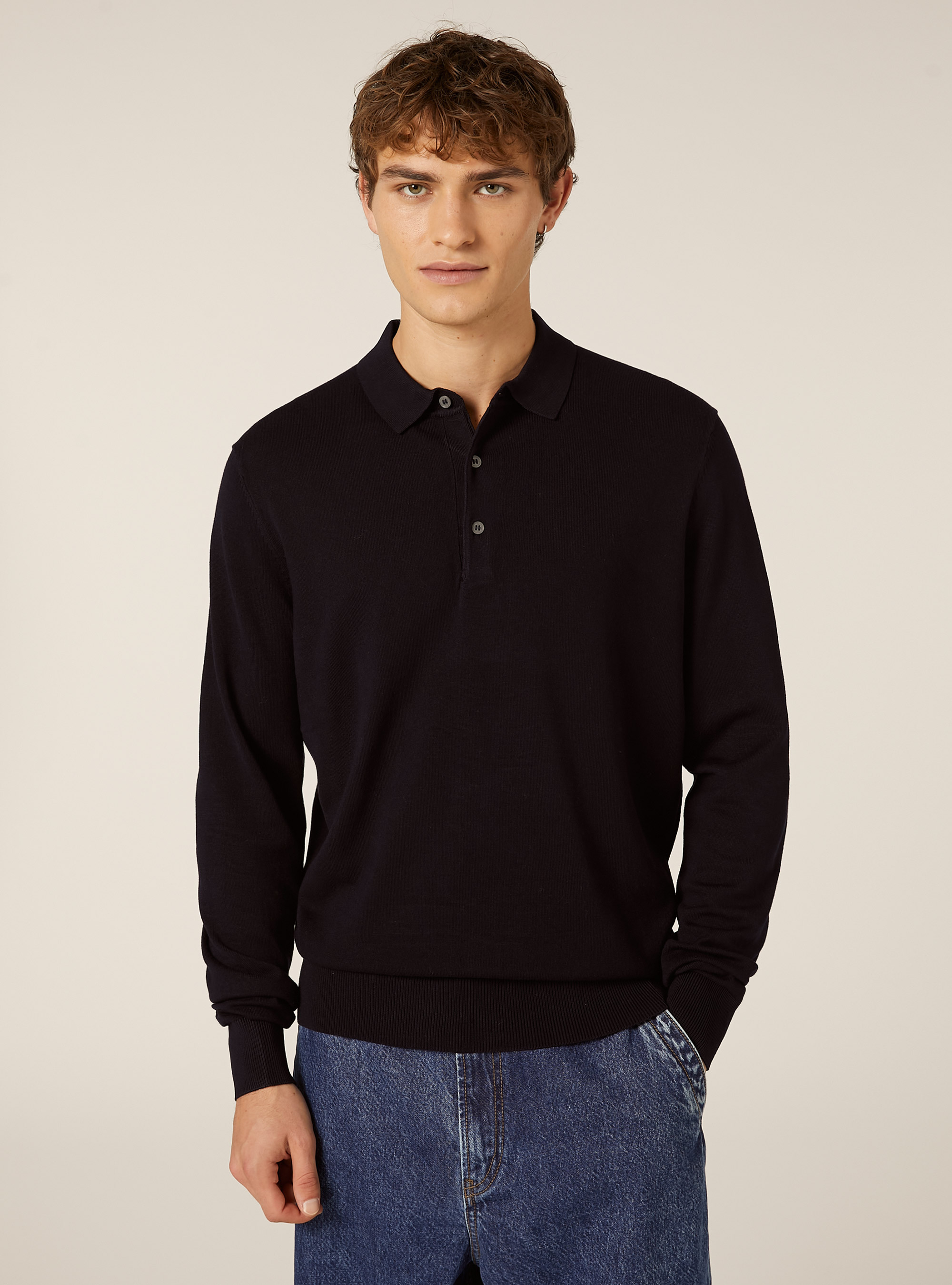 Polo de punto de manga larga, NA1 NAVY DARK