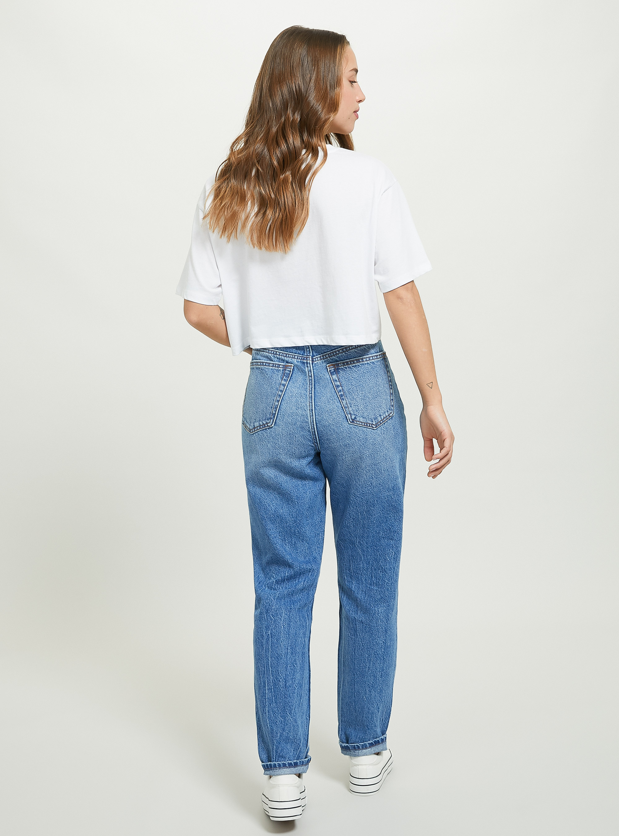 Mom Fit Jeans, D003 MEDIUM BLUE