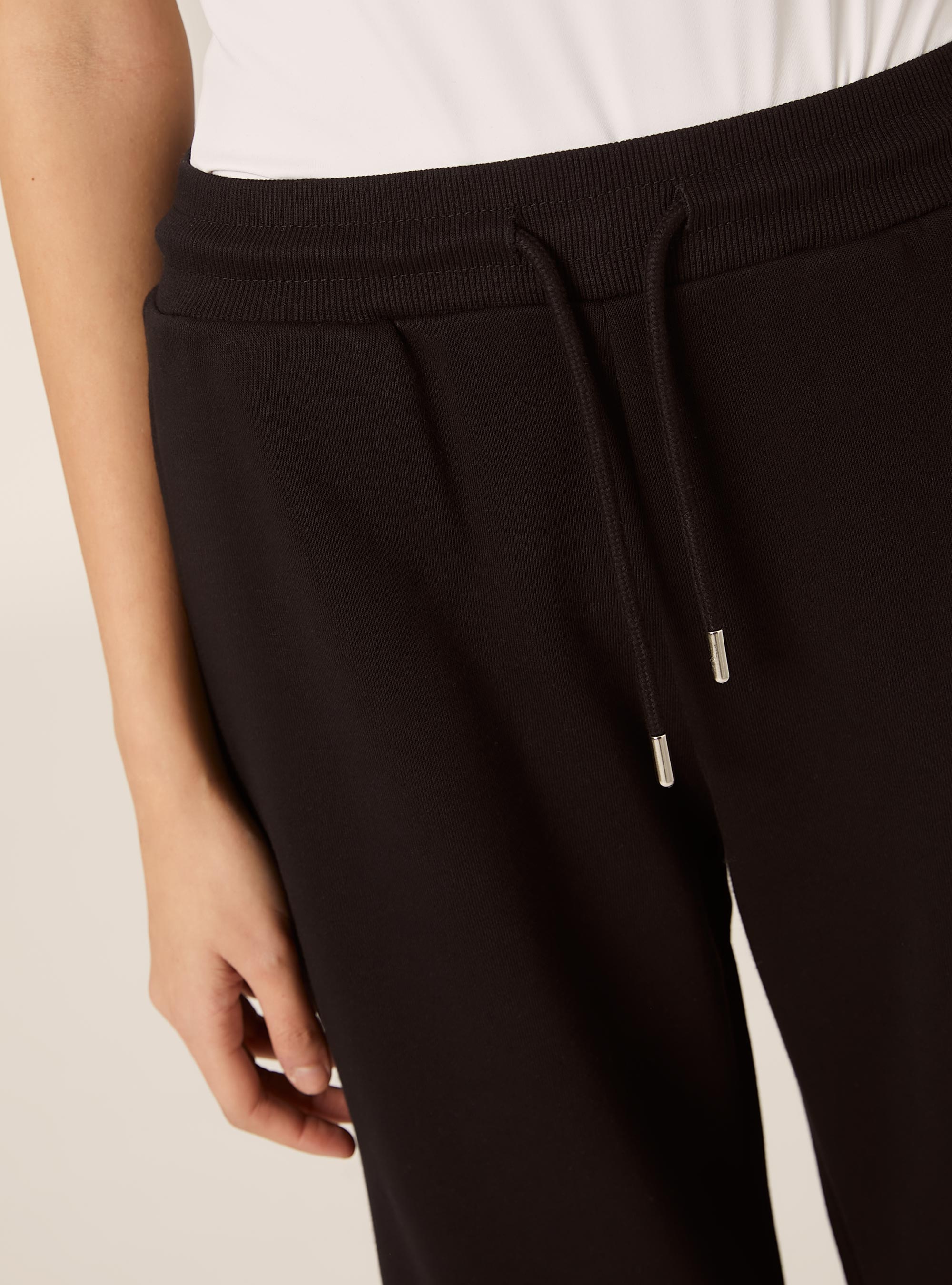 Wide-leg jogger pants in fleece, BK1 BLACK