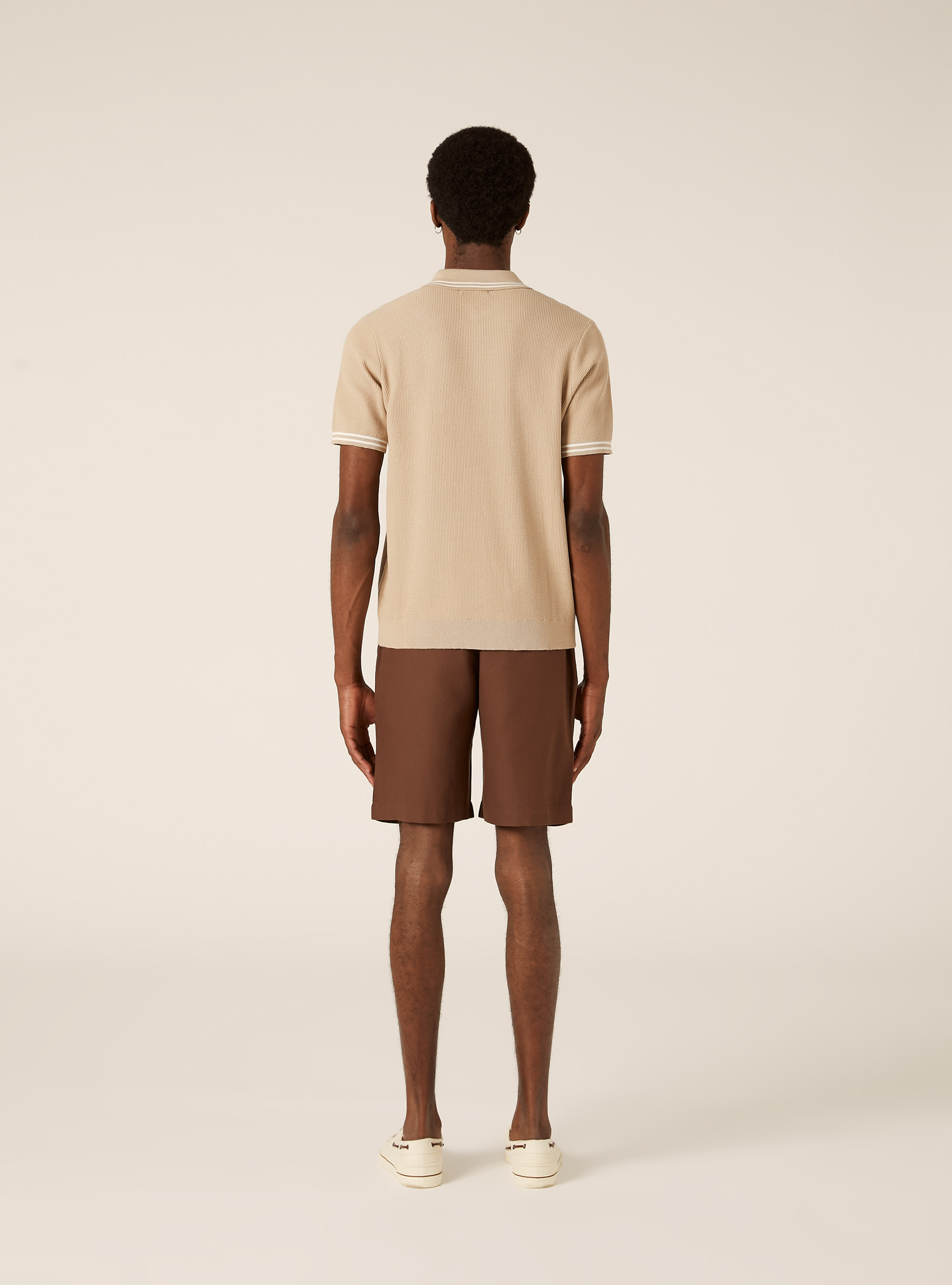 Knit polo shirt with half-zip, BG2 BEIGE MEDIUM