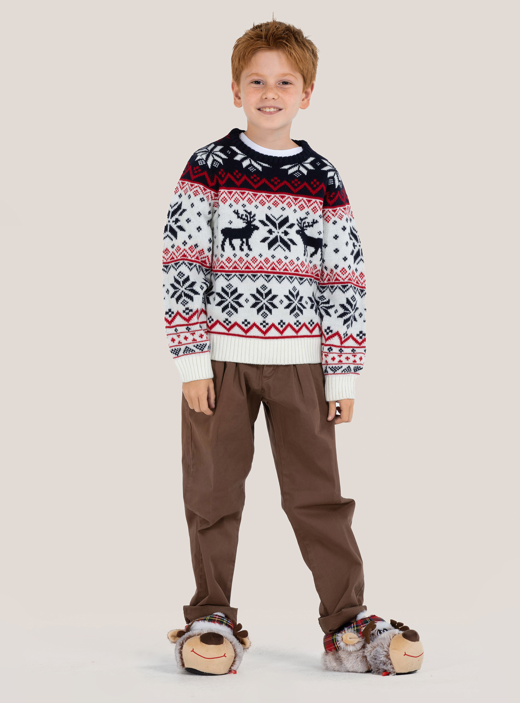Christmas pullover ''mini me'' with reindeer, WHITE