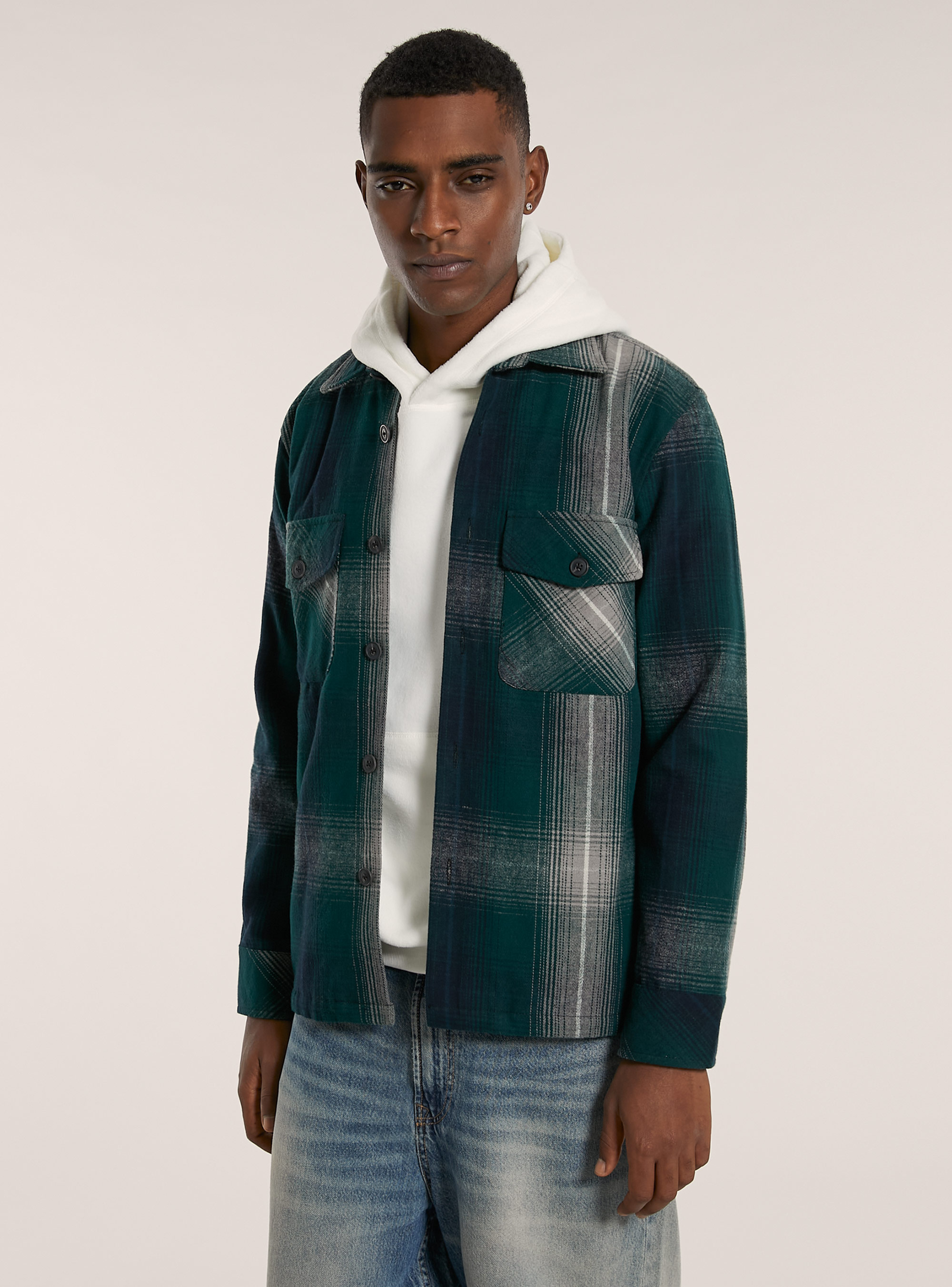 Checked shirt jacket, GN1 GREEN DARK