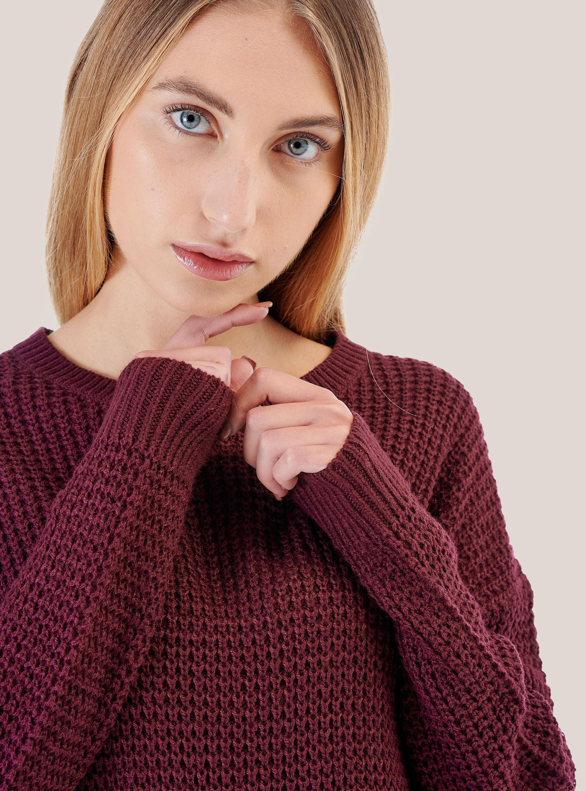 Oversized pullover, C0323 BORDEAUX