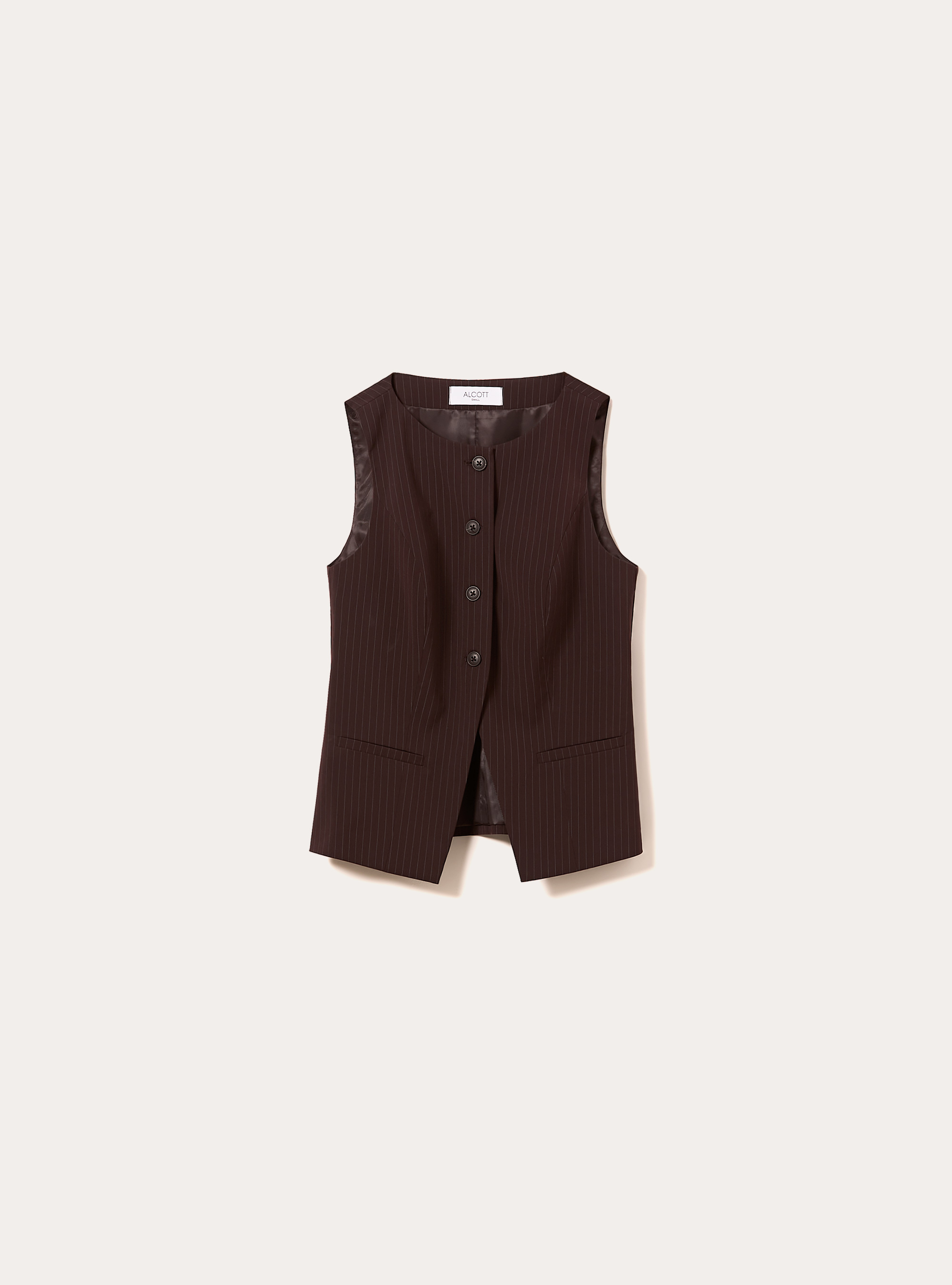 Chaleco regular con botones, BO1 BORDEAUX DARK