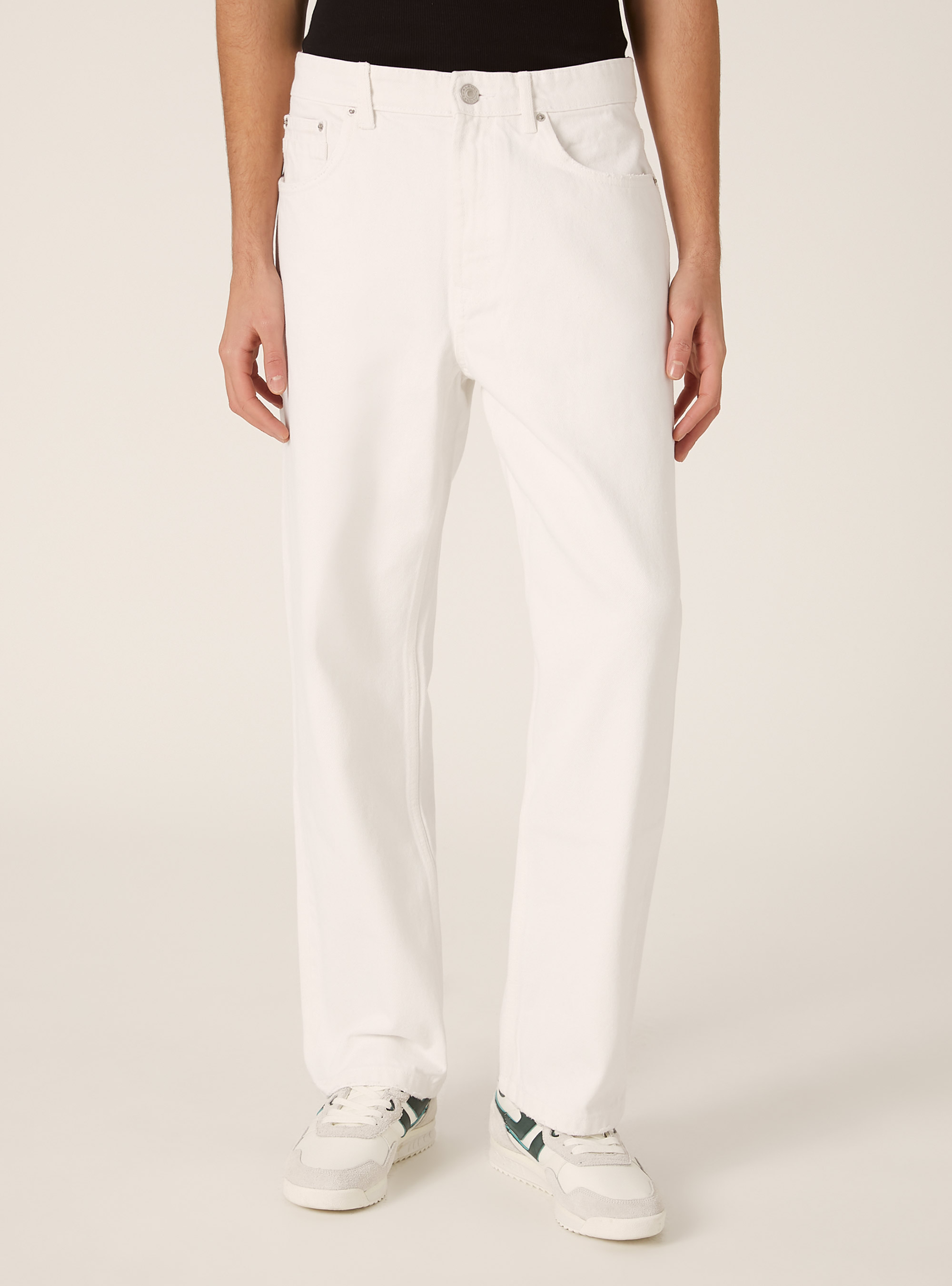 Coloured denim straight fit trousers, WH1 OFF WHITE