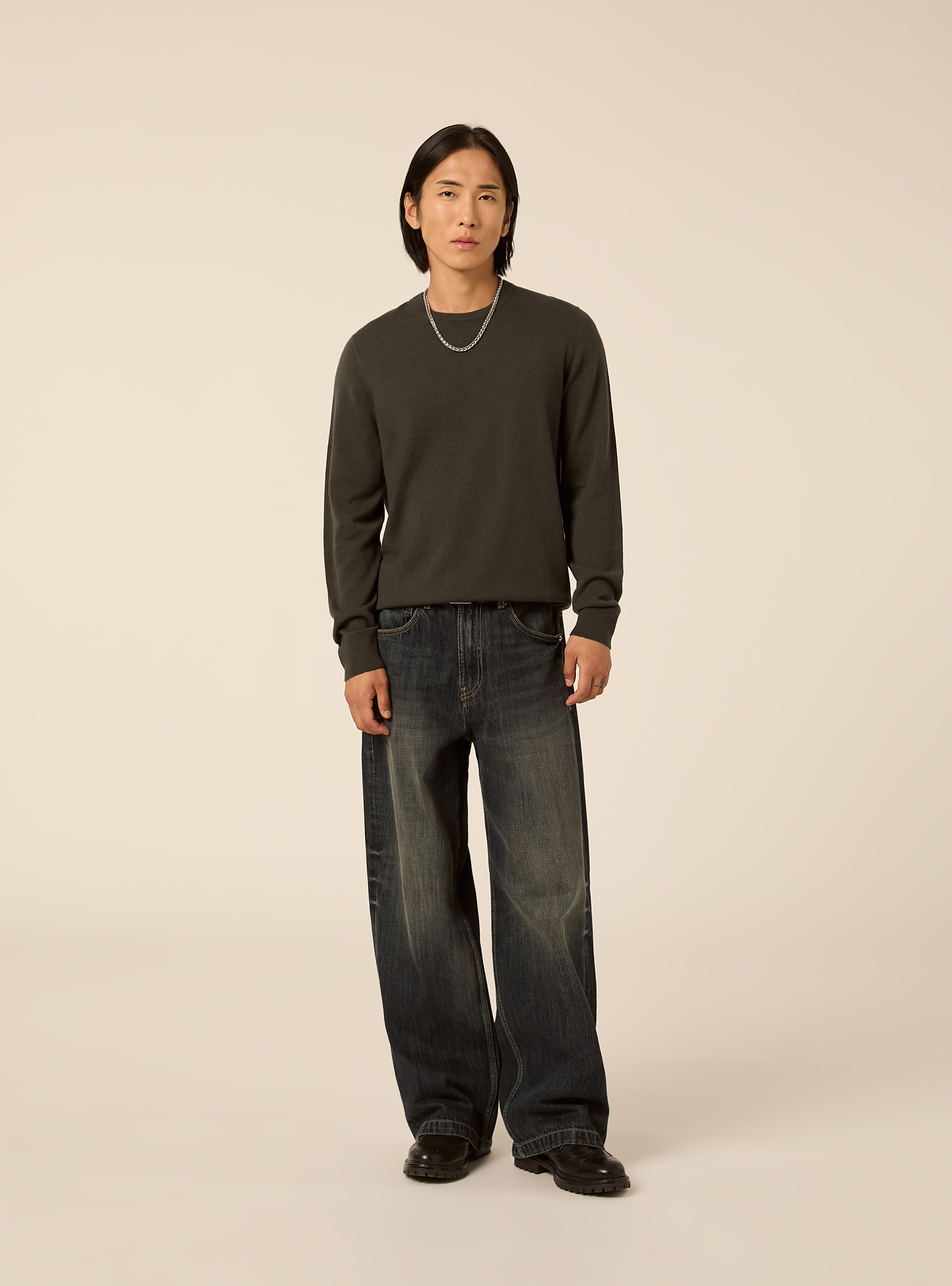 Wool and cashmere blend crewneck jumper, KY2 KAKY MEDIUM
