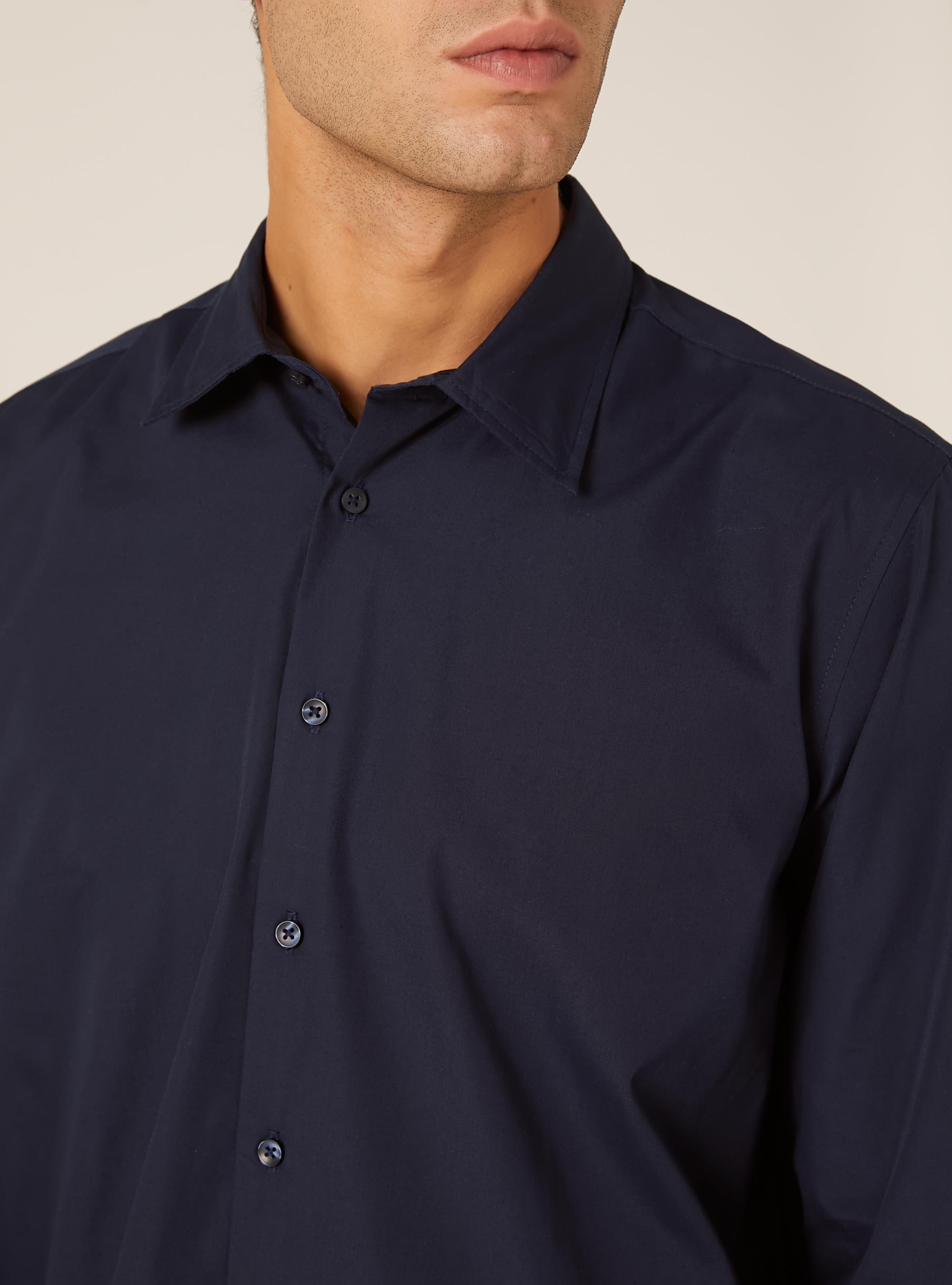 Camicia a manica lunga in tinta unita, NA1 NAVY DARK