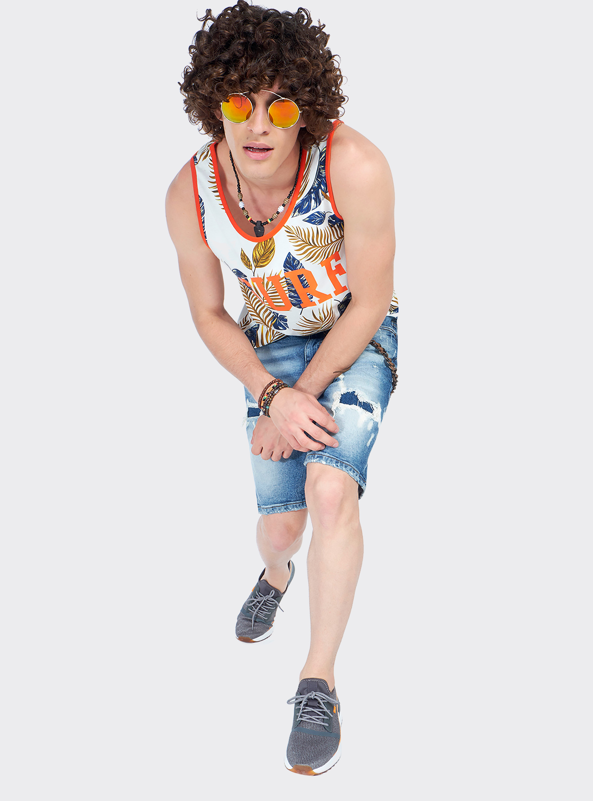 Cotton comfort-stretch tank top, FLOWER WHITE