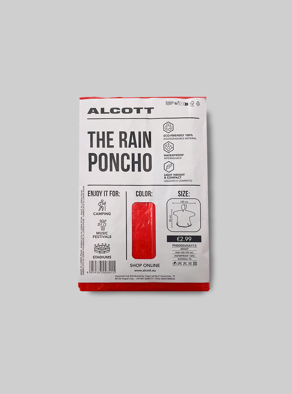 Poncho de pluie, RD2 RED MEDIUM