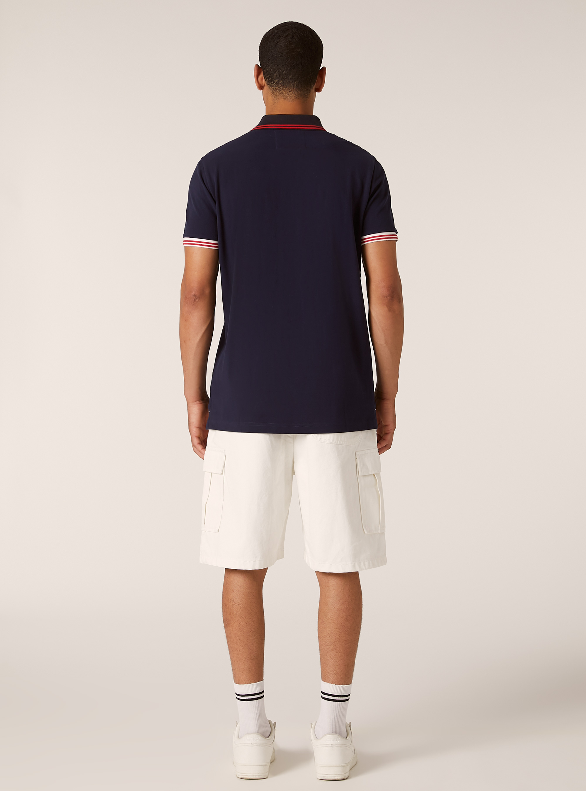 Cotton polo shirt with embroidery, BLUE