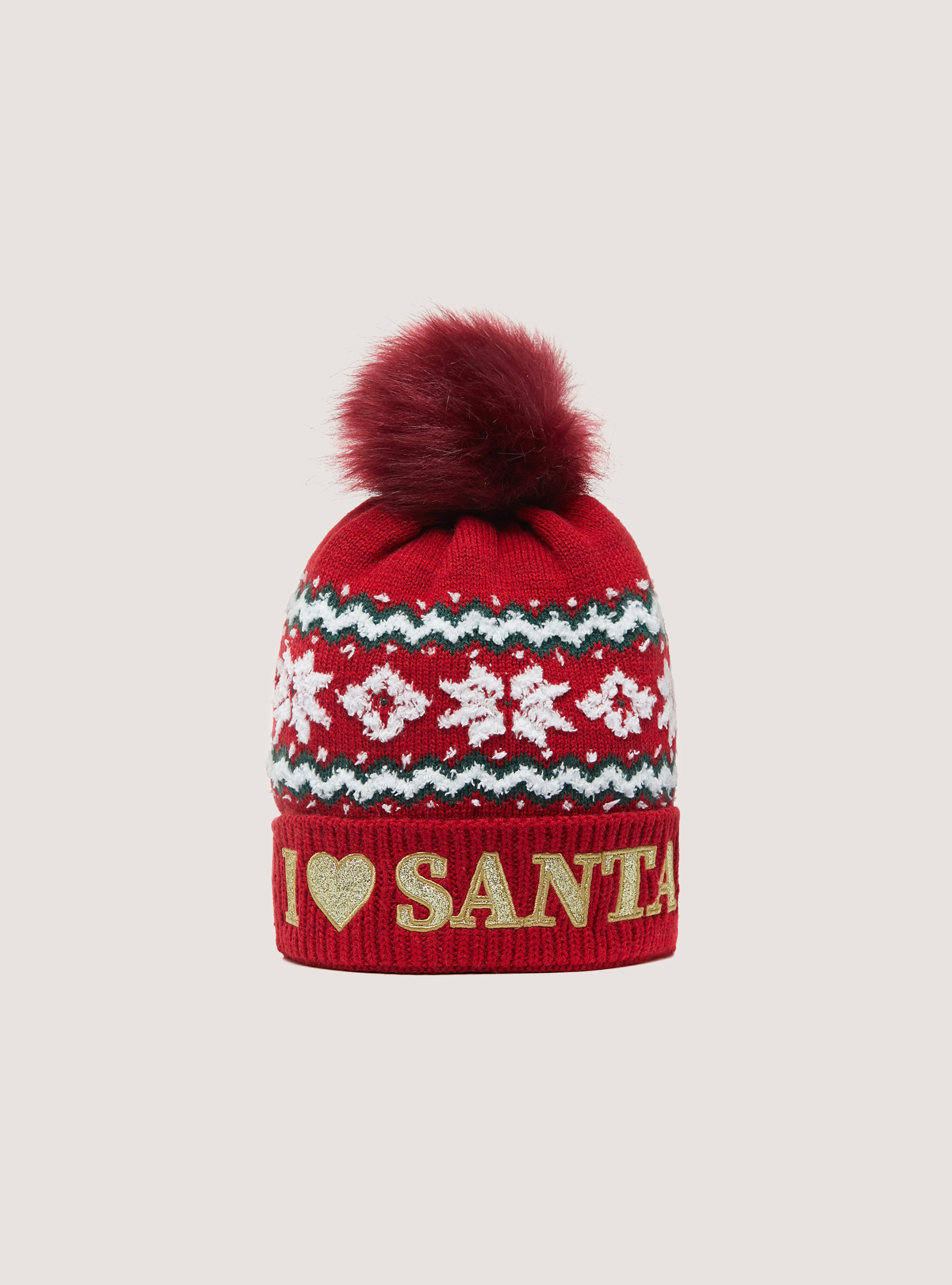 Christmas Collection hat with pom-pom, RD2 RED MEDIUM