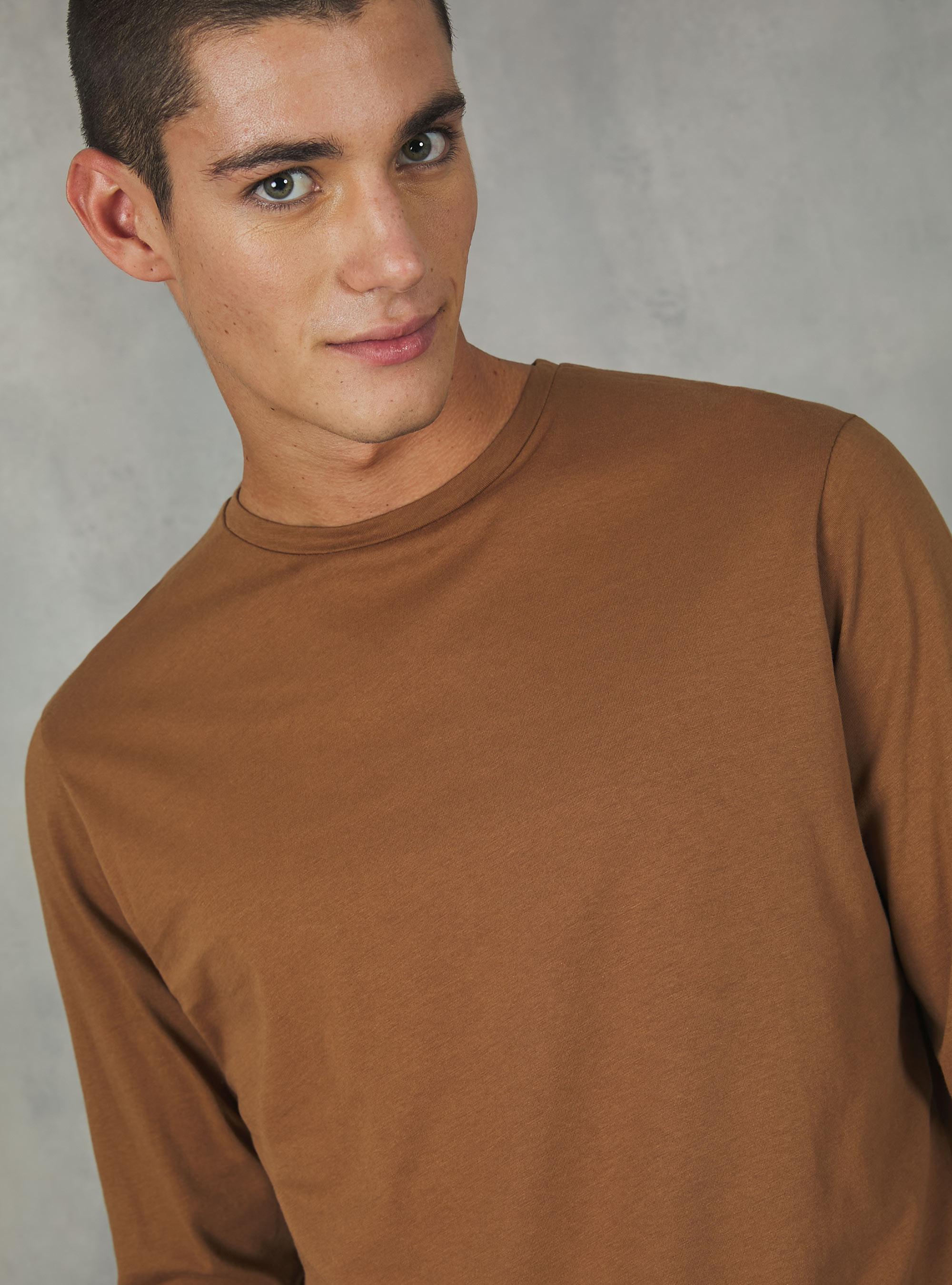 Maglietta a maniche lunghe in cotone, BG3 BEIGE LIGHT