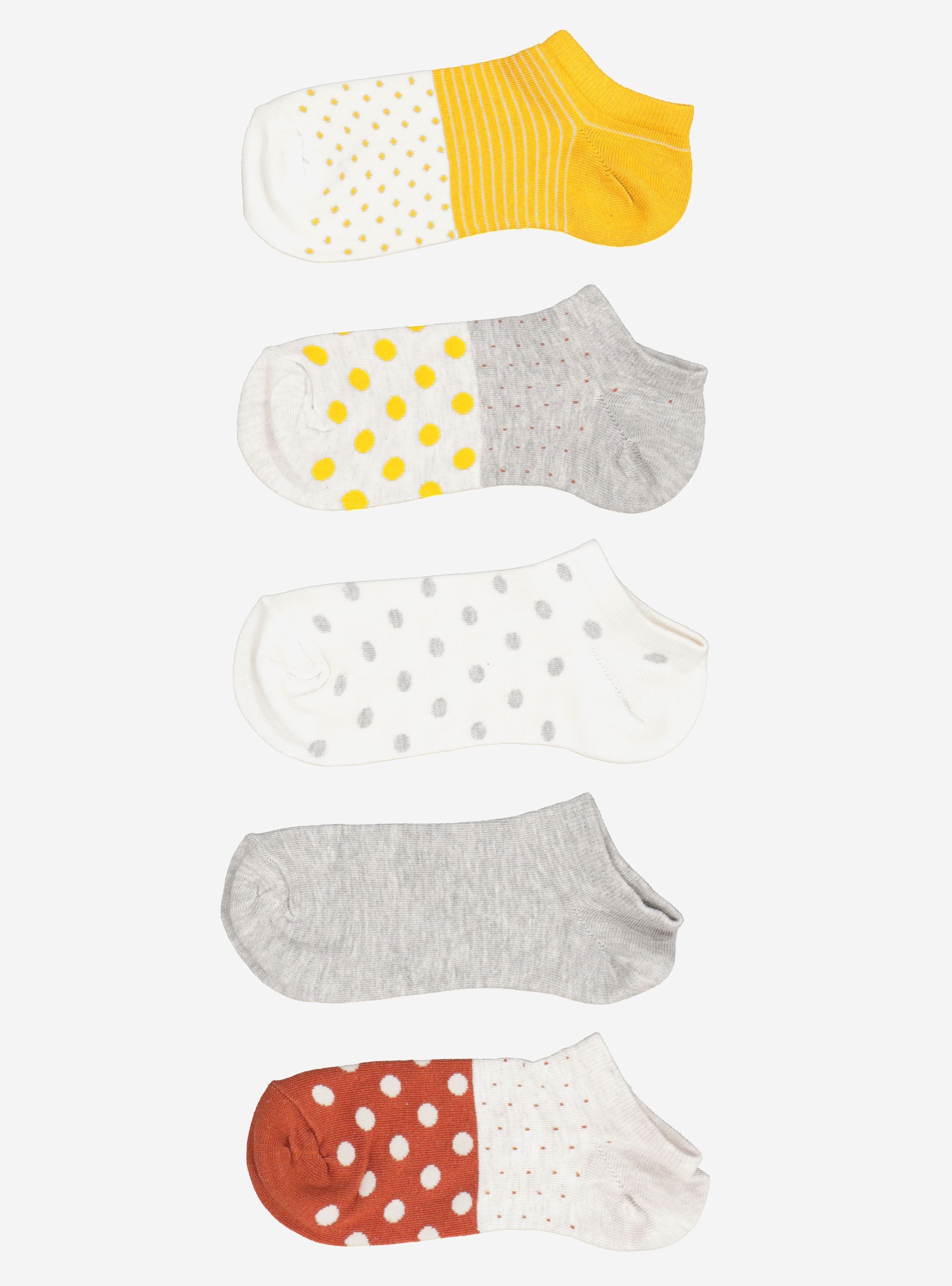 Pacco di 5 paia di calzini corti a fantasia, MULTICOLORE