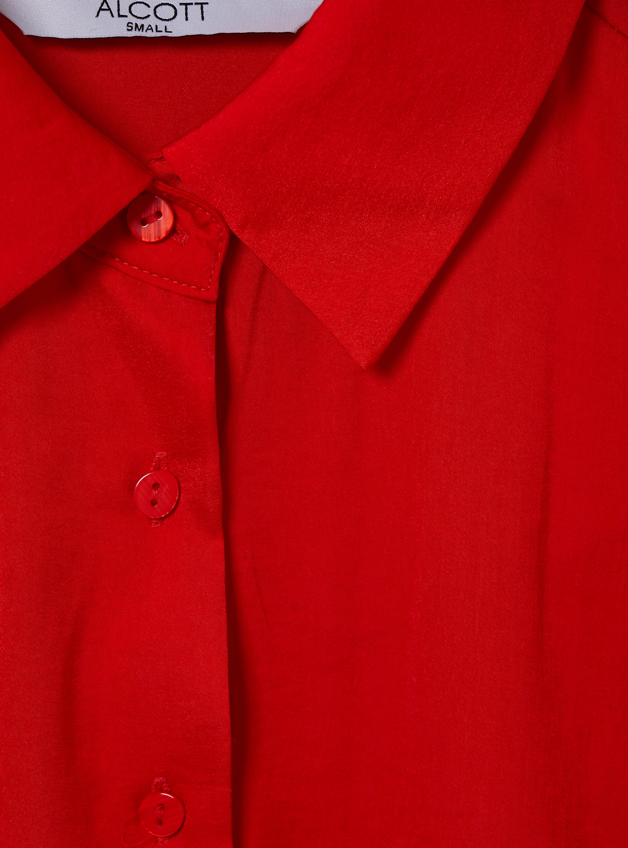 Solid-coloured satin shirt, RD2 RED MEDIUM