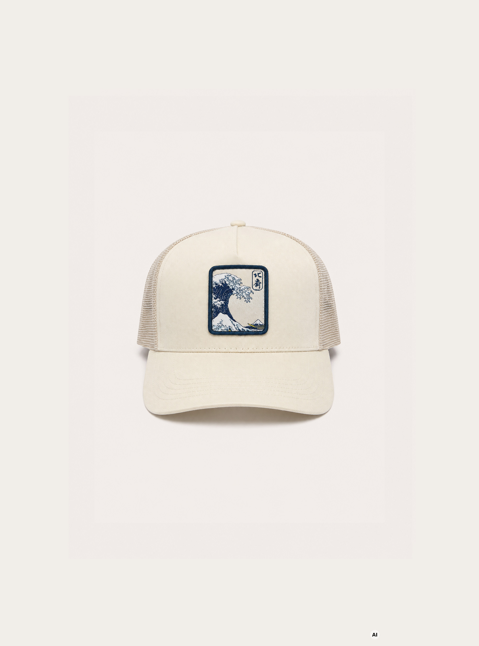 Cappello con patch hokusai, BG3 BEIGE LIGHT