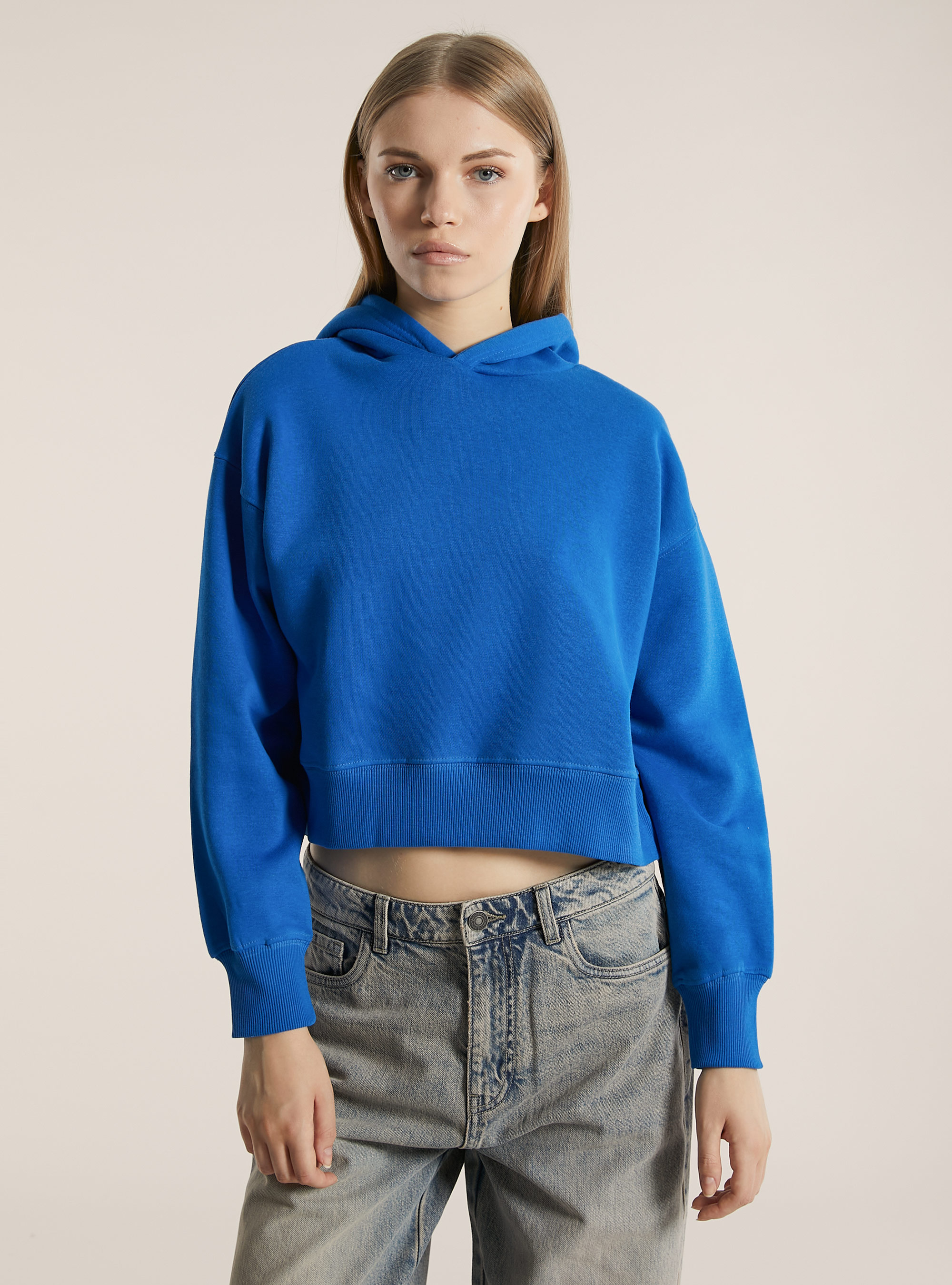 Boxy fit hooded sweatshirt, RY2 ROYALE MEDIUM