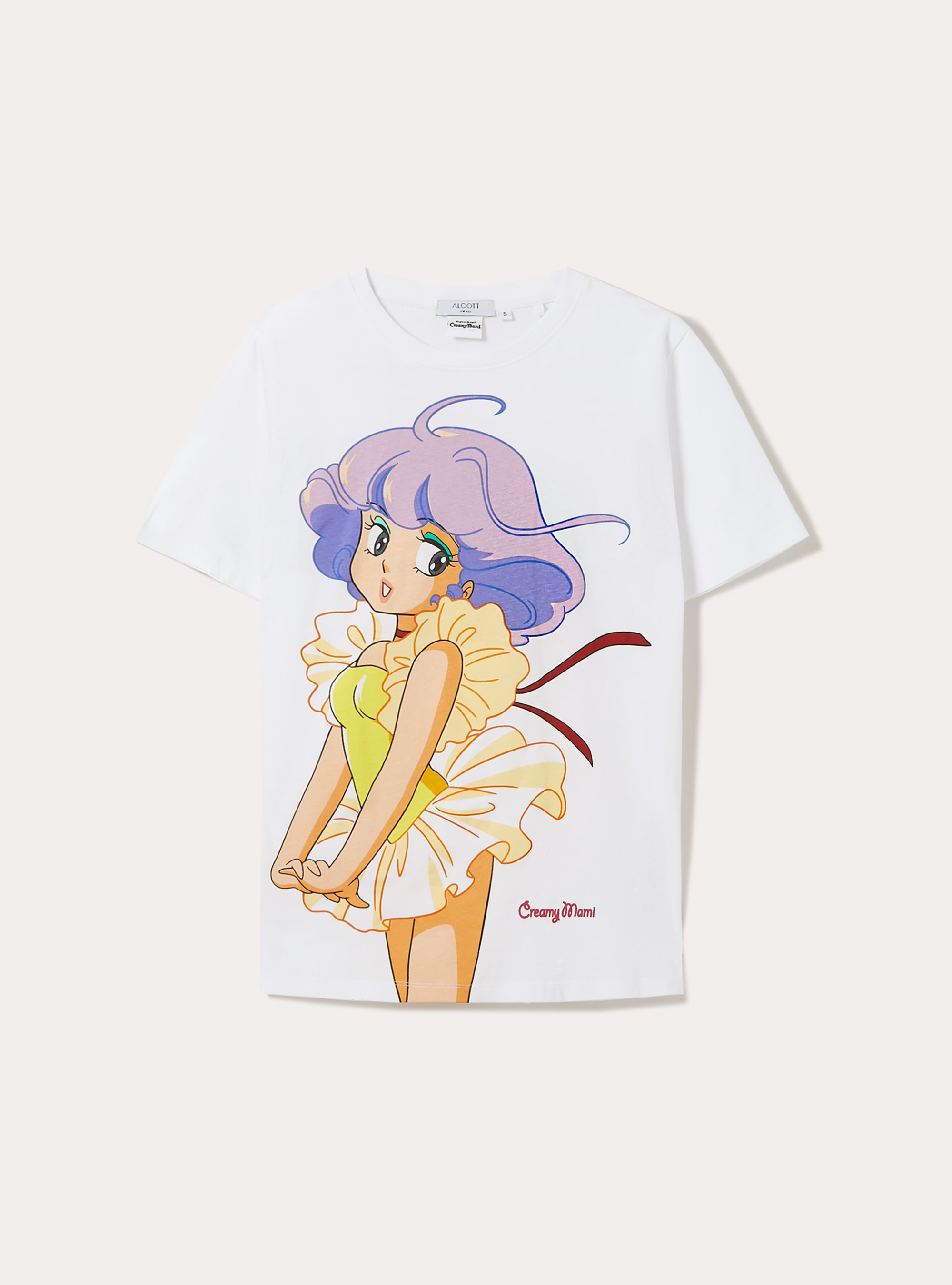 Creamy print T-shirt / Alcott, WH3 WHITE