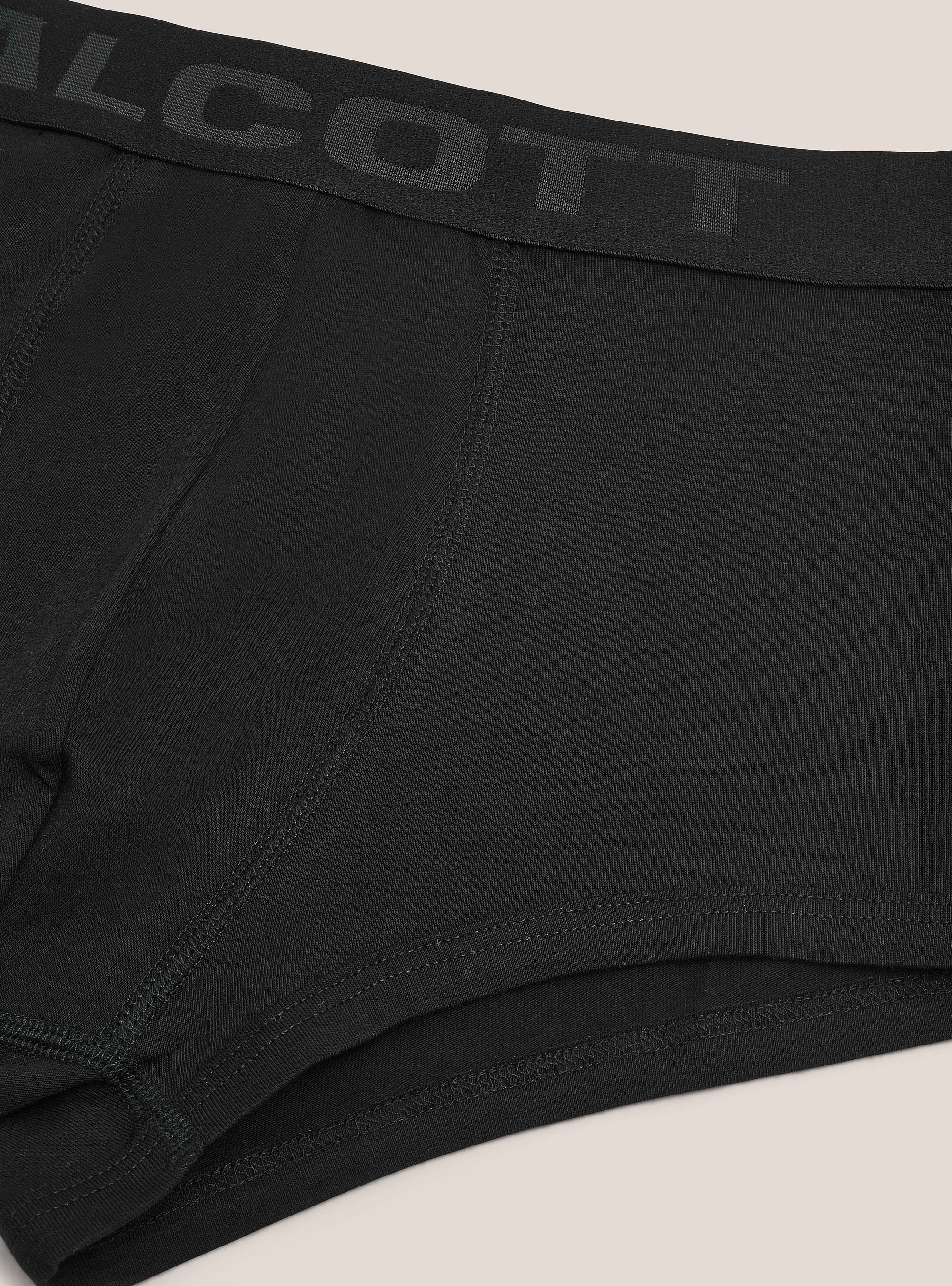 Stretch cotton boxer shorts with logo, BLACK