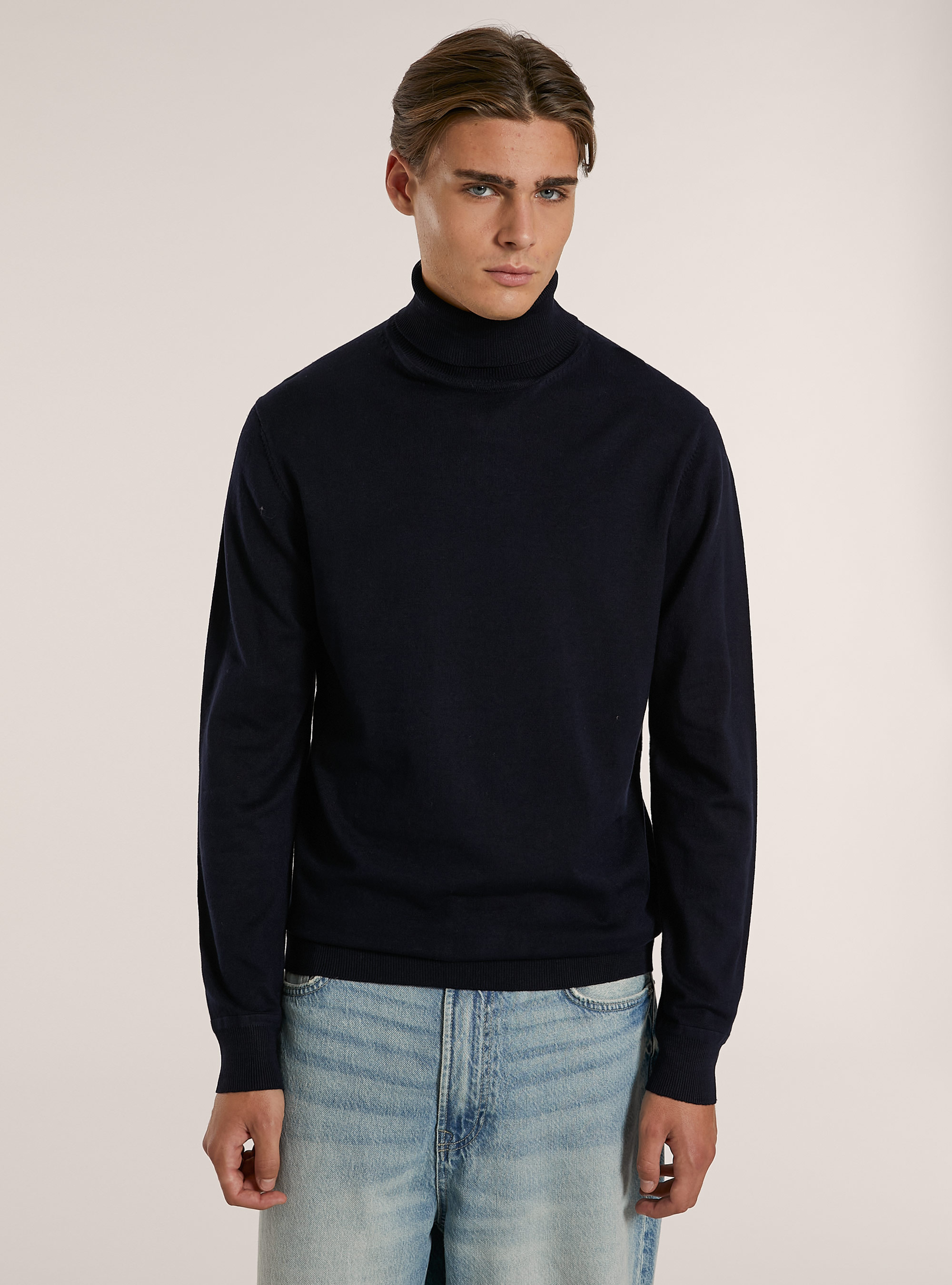 Pullover collo alto in viscosa, NA1 NAVY DARK