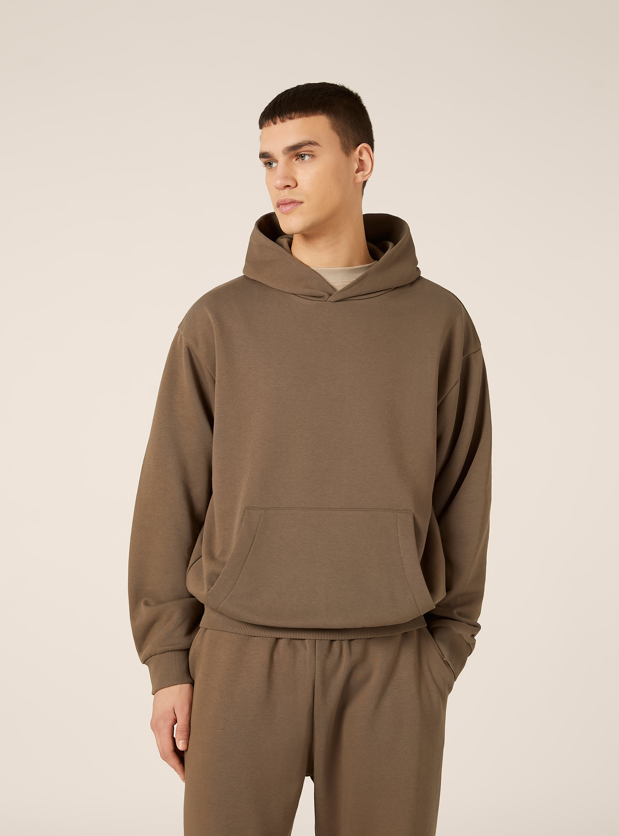 Boxy fit hooded sweatshirt, BR2 BROWN MEDIUM