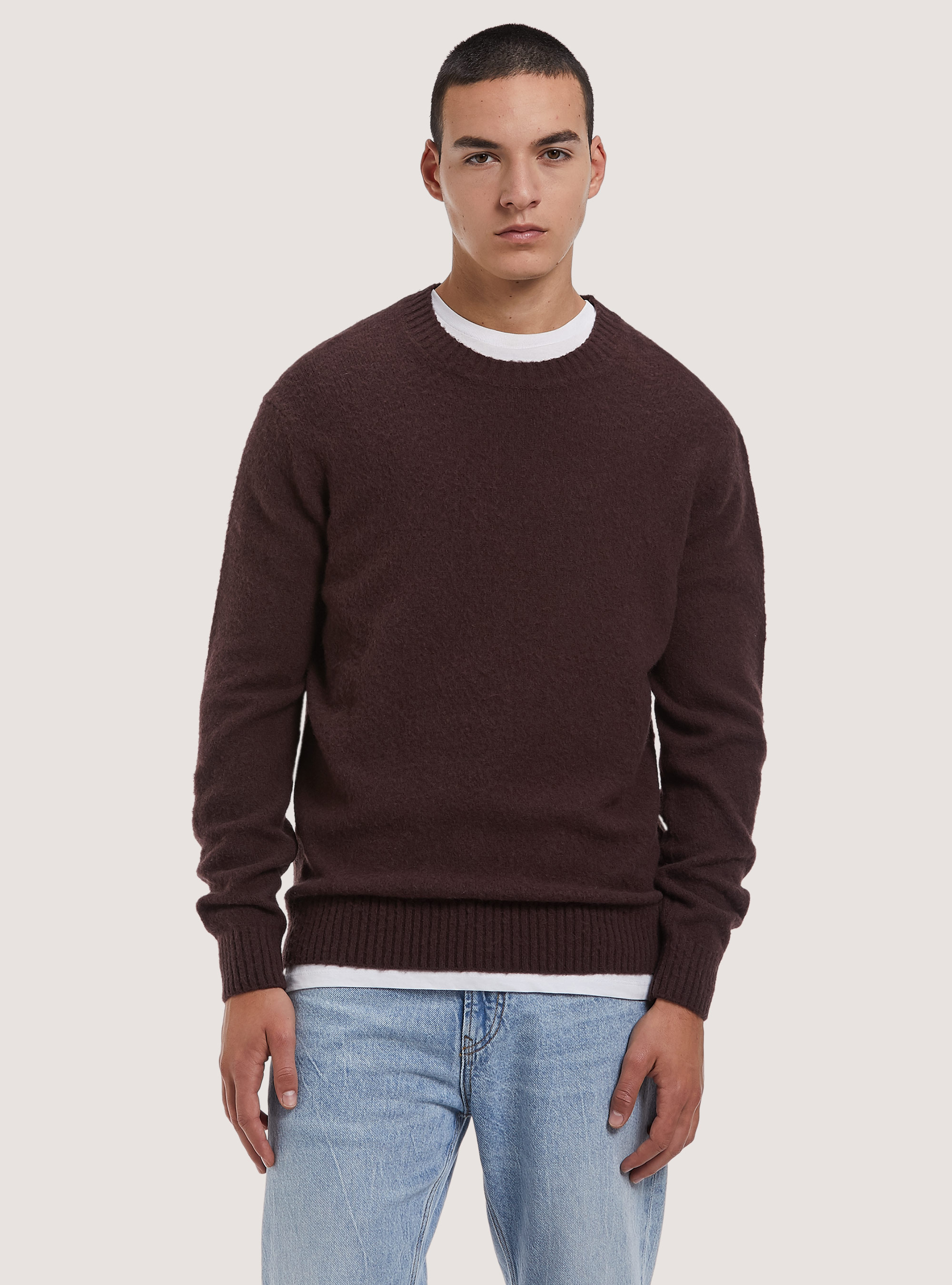 Wool blend pullover, BR2 BROWN MEDIUM