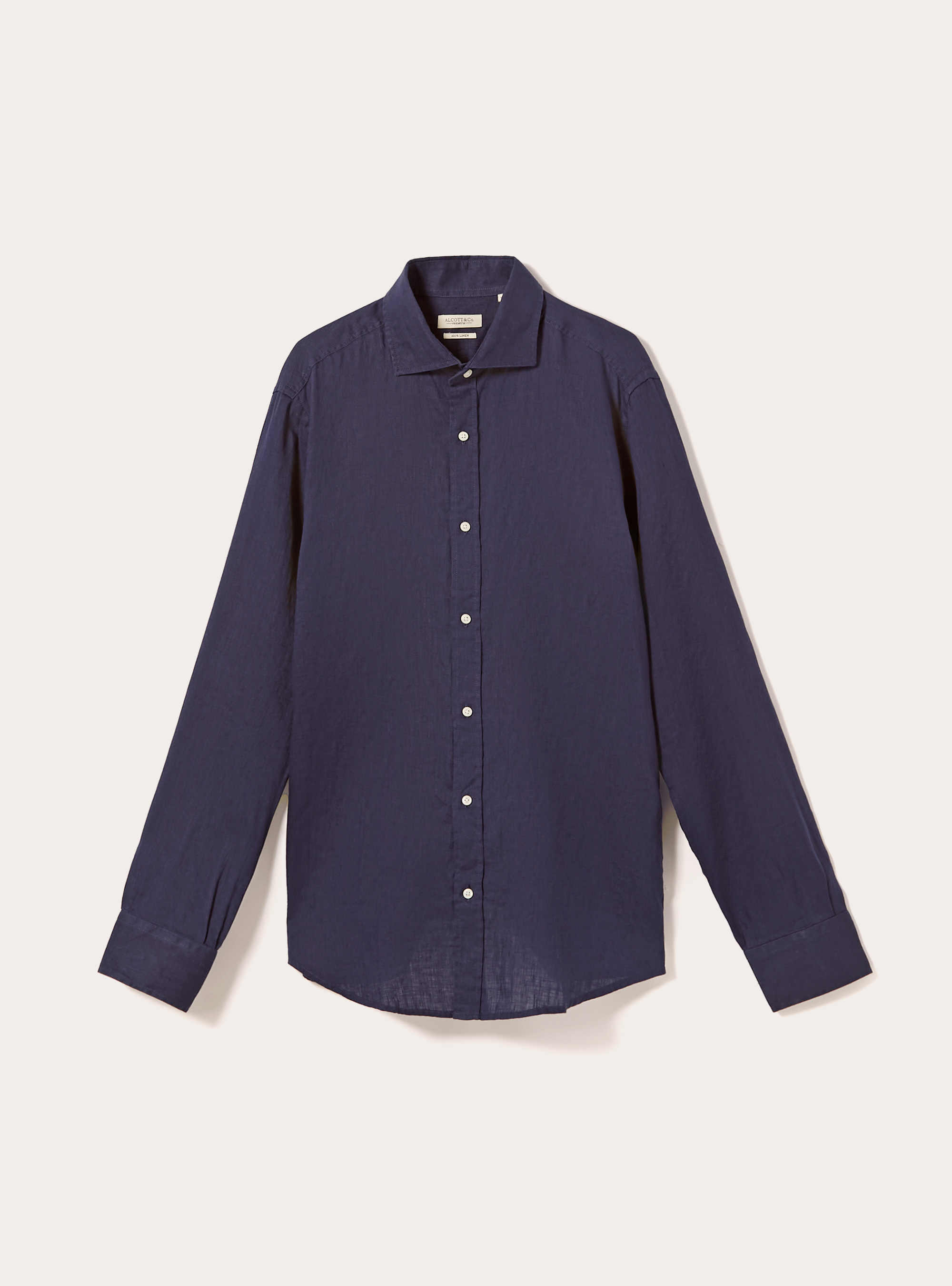 Long-sleeved pure linen shirt, NA2 NAVY MEDIUM
