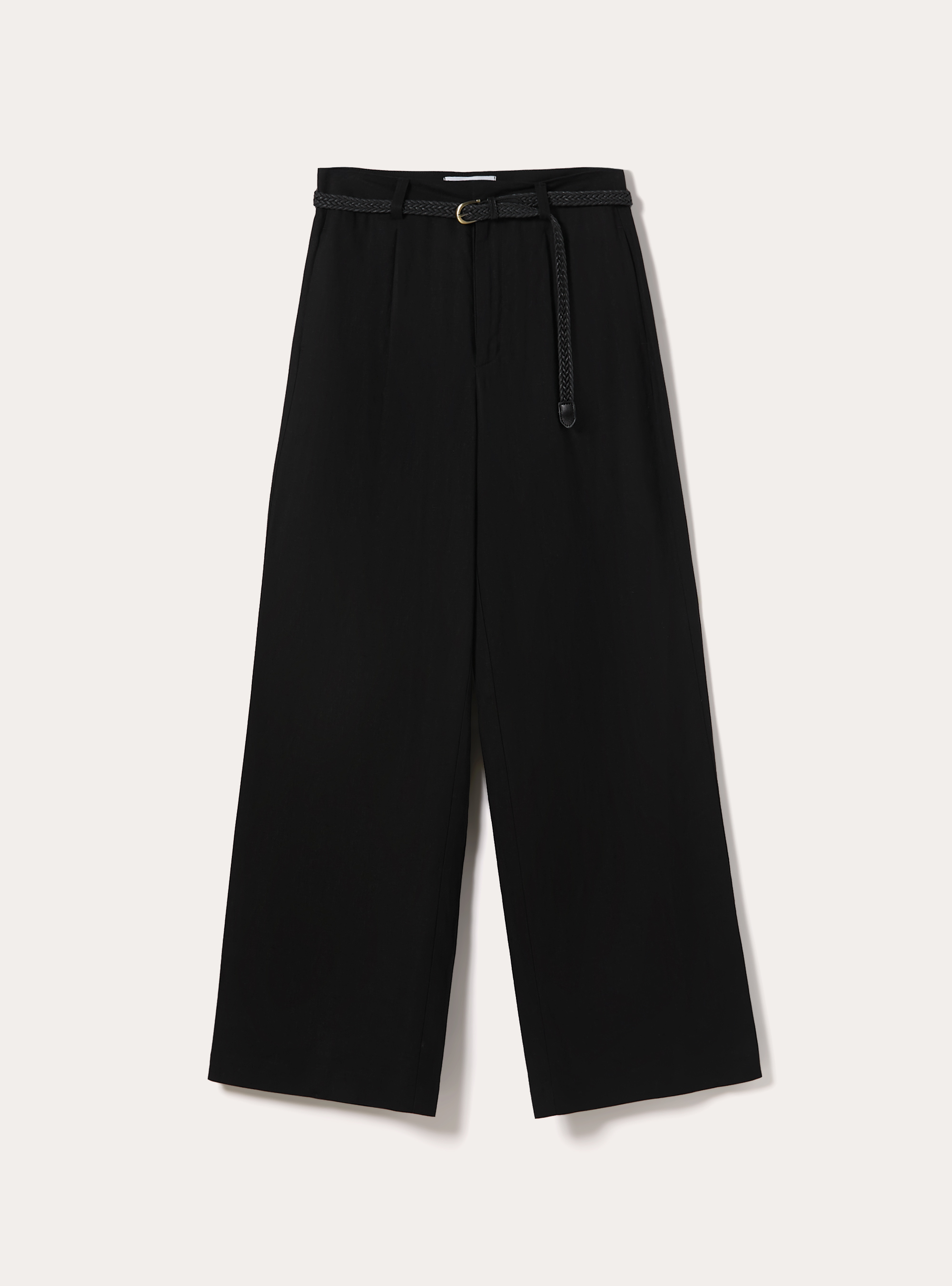 Hose aus Leinenmischung mit G&uuml;rtel, BK1 BLACK