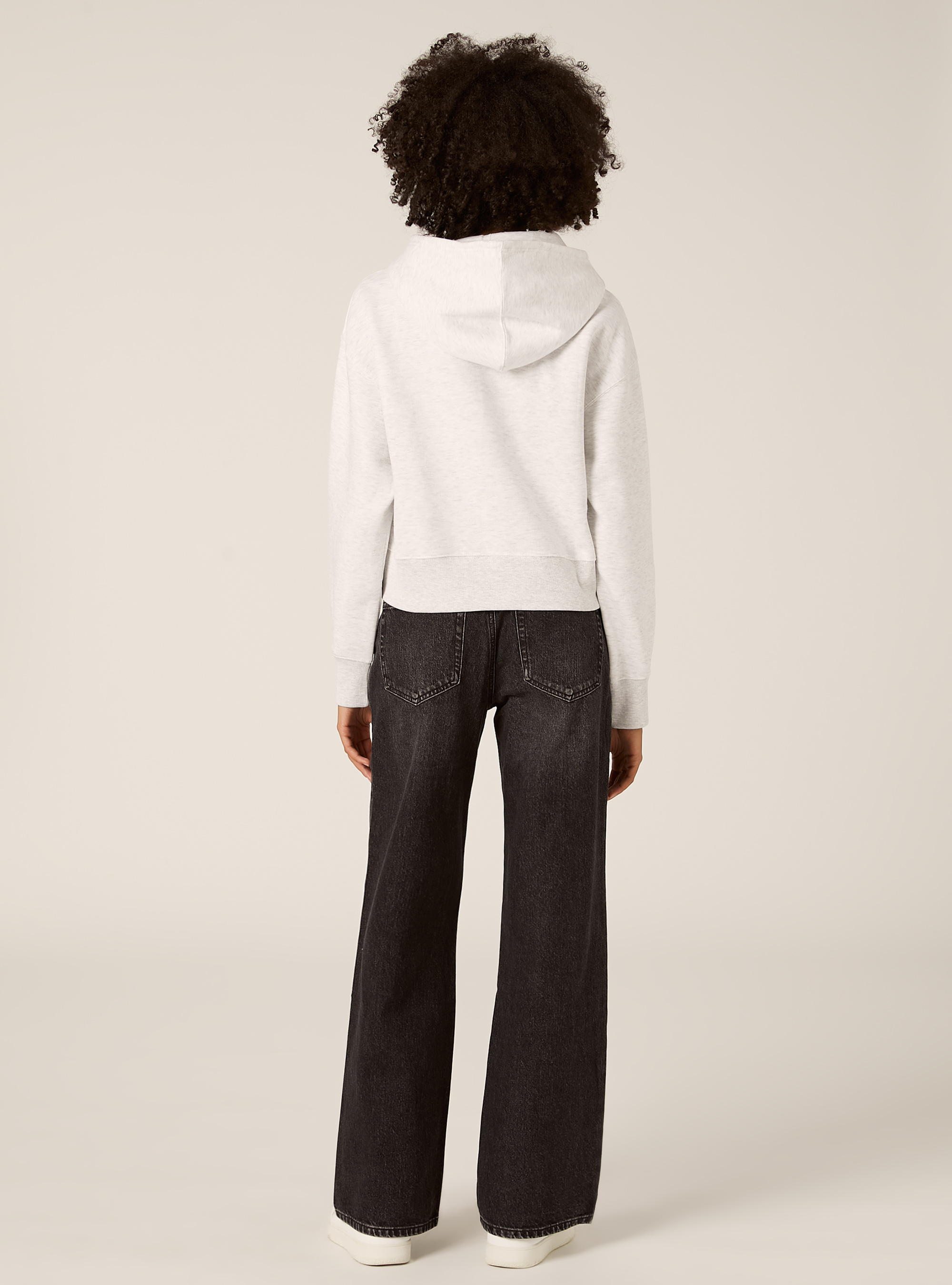 Felpa boxy cappuccio con stampa teddy, MGY3 GREY MEL LIGHT