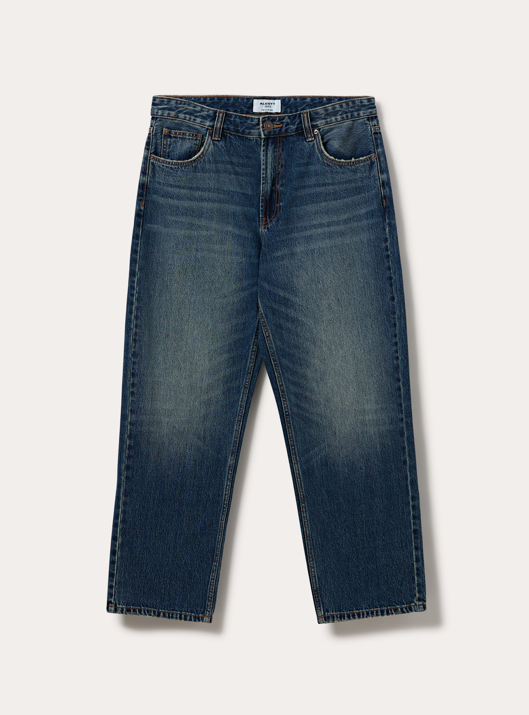 Pantalone in denim tapered fit, D100 BLUE DARK OVERDYE