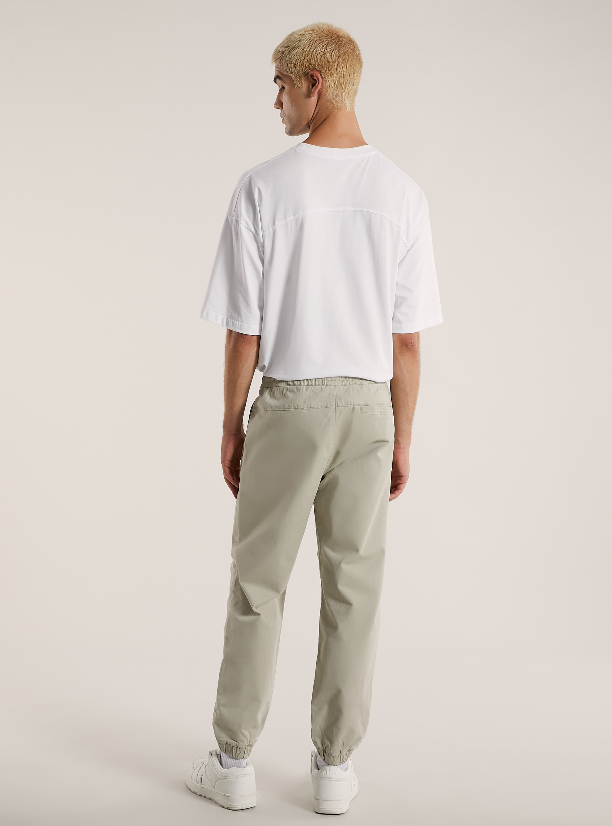 Cotton jogger trousers with elastic band and drawstring, BG2 BEIGE MEDIUM