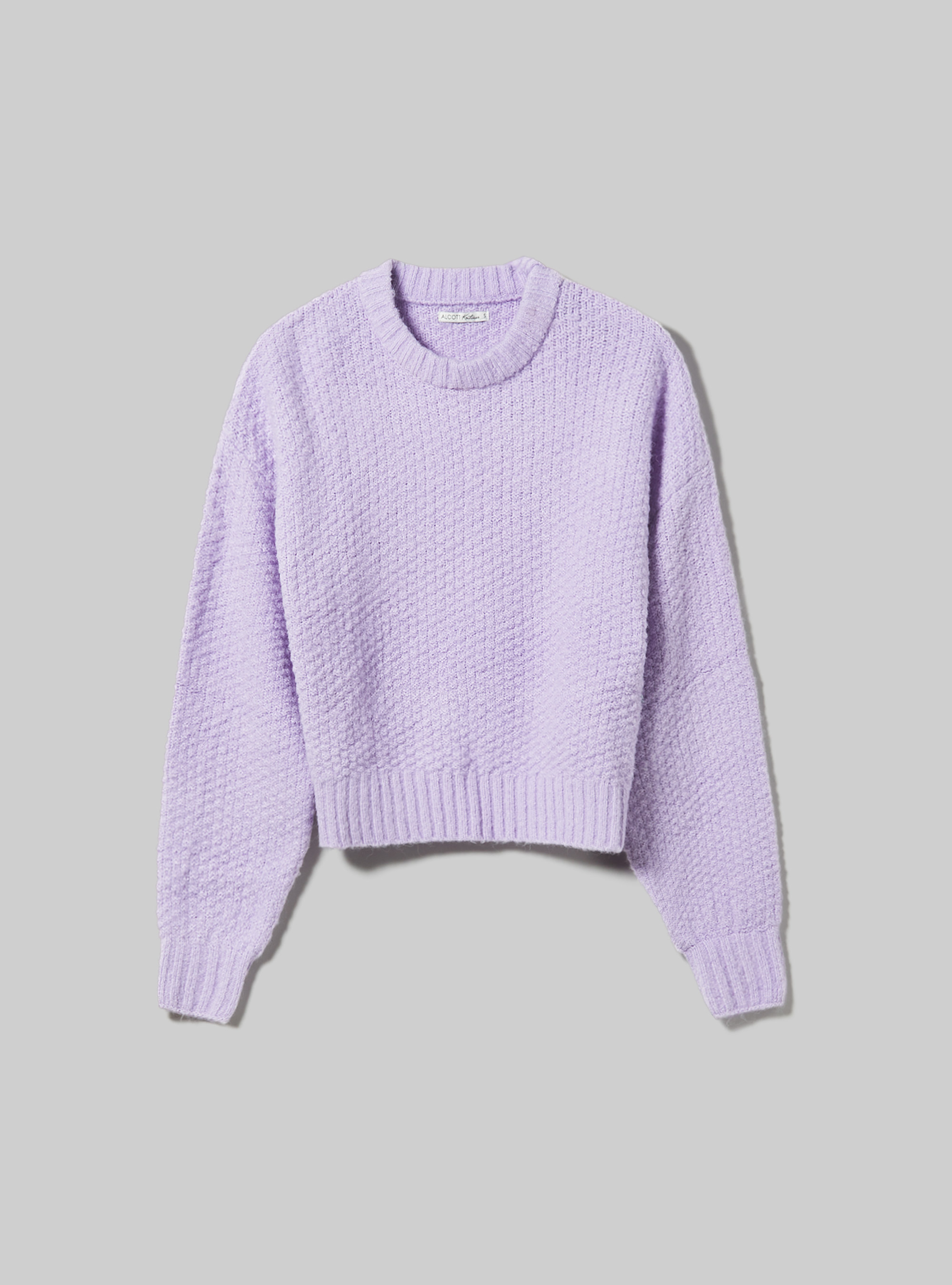 Pullover girocollo punto pop corn, C3303 LILLAC