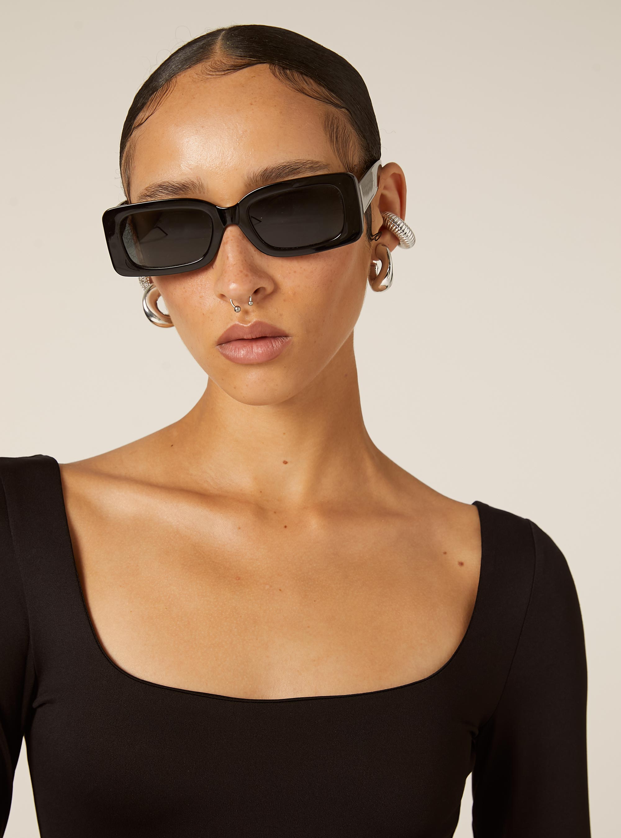 Body con scollo quadrato, BK1 BLACK