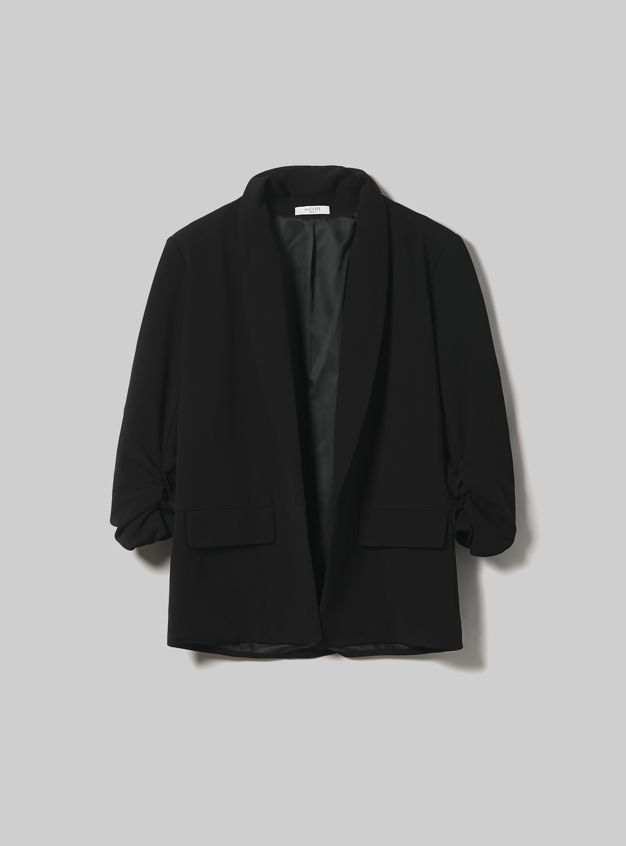 Blazer with ruffled sleeves, BK1 BLACK