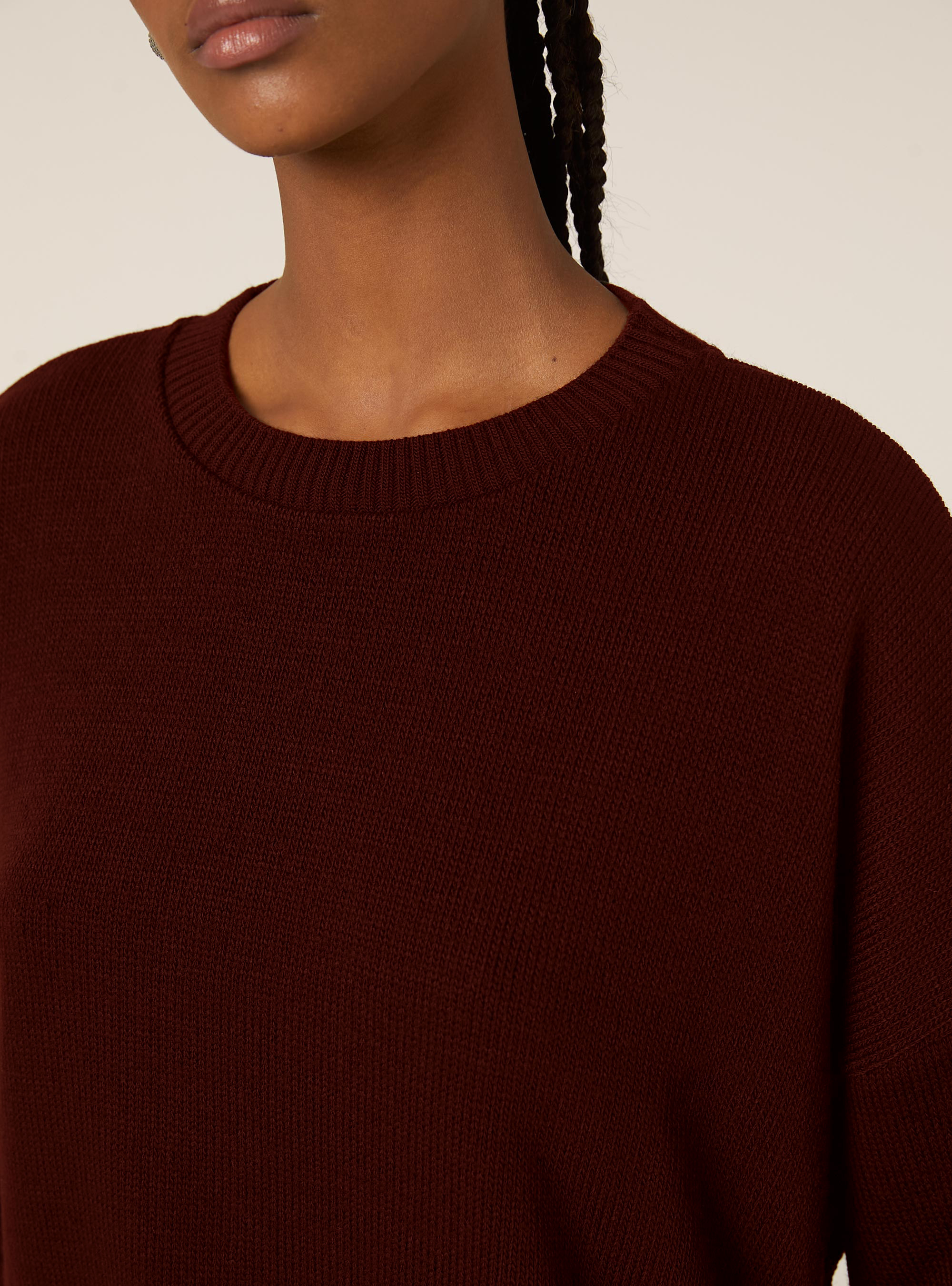 Maglia basic tinta unita cropped, BO2 BORDEAUX MEDIUM