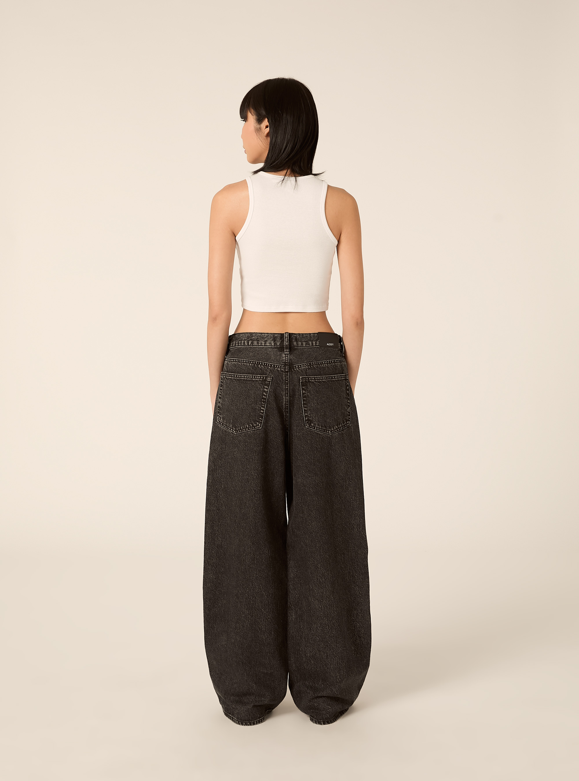 Jeans wide leg, D000 BLACK
