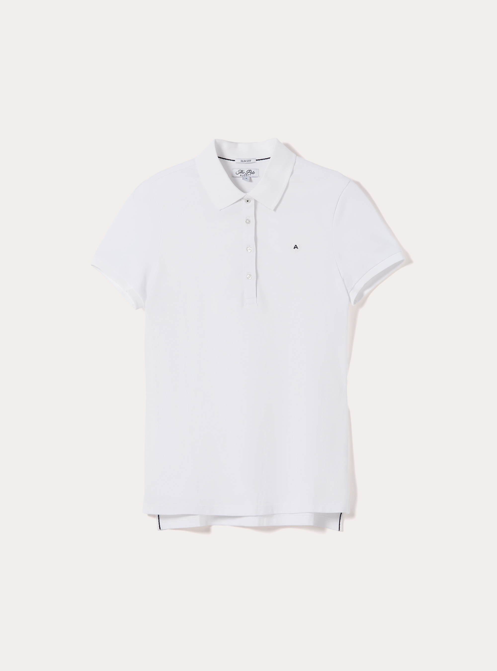 Polo Slim Fit avec Logo Brod&eacute;, WH3 WHITE